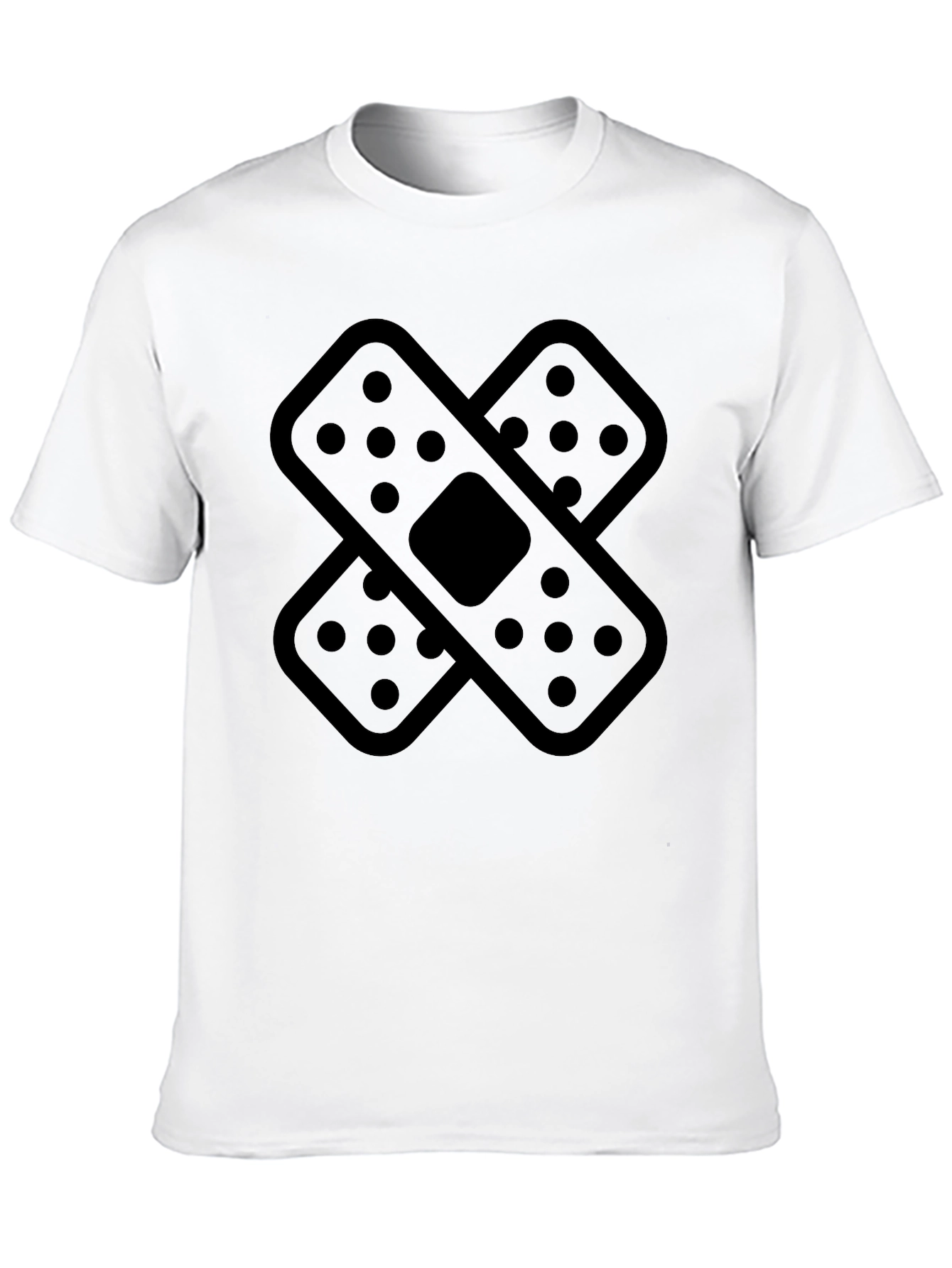 Black T-Shirt with Band-Aid Graphic