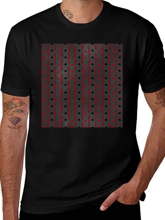 Playing Card Suit Pattern T-Shirt - Black