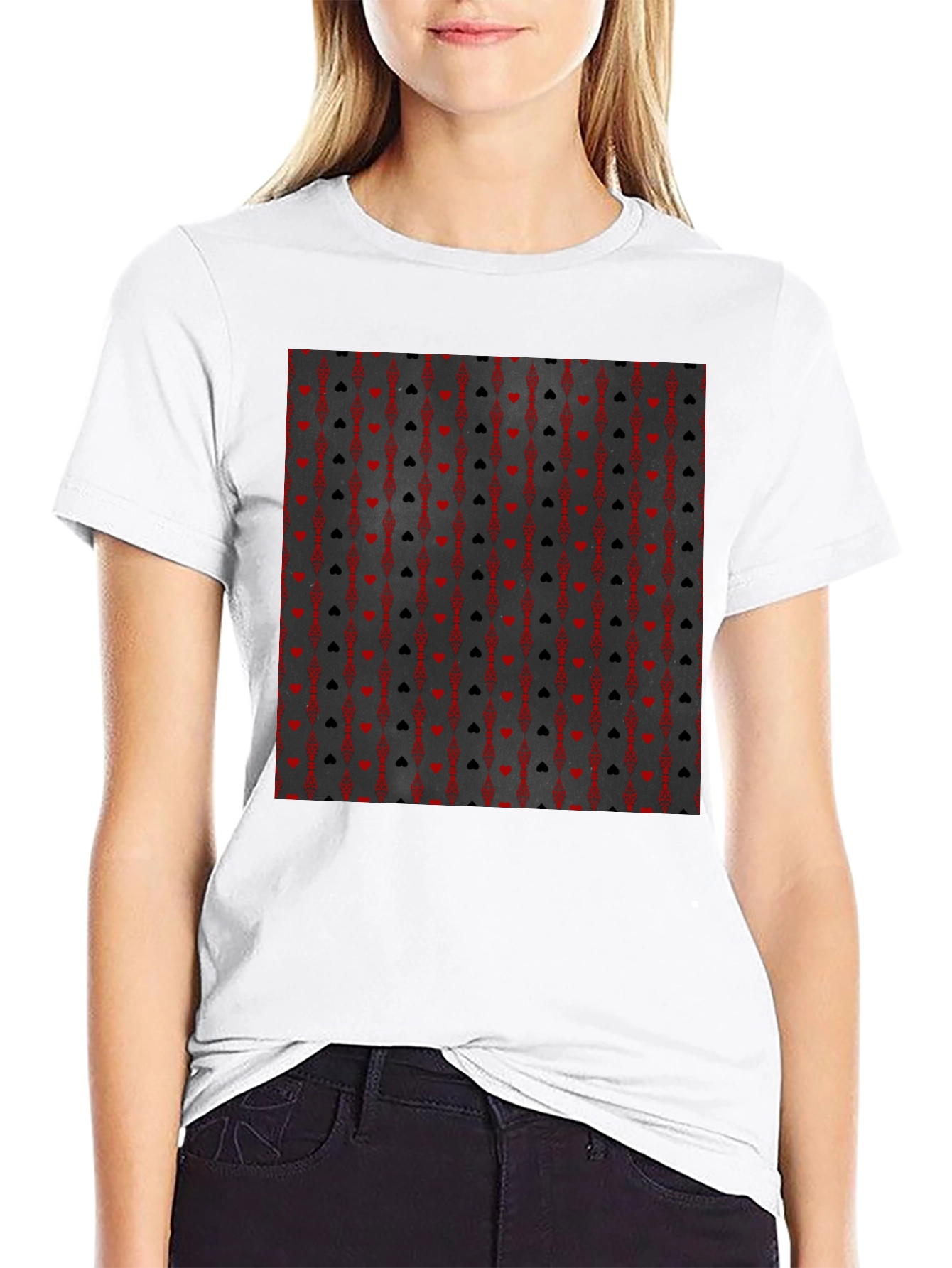 Playing Card Suit Pattern T-Shirt - Black