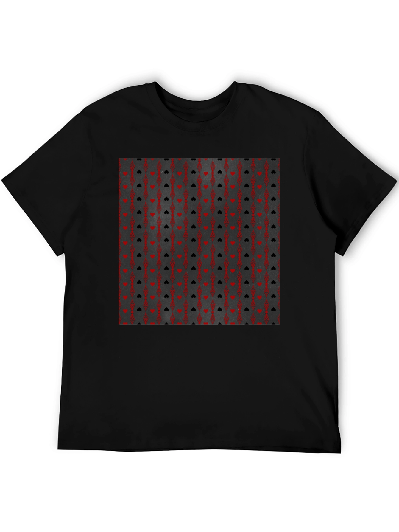 Playing Card Suit Pattern T-Shirt - Black