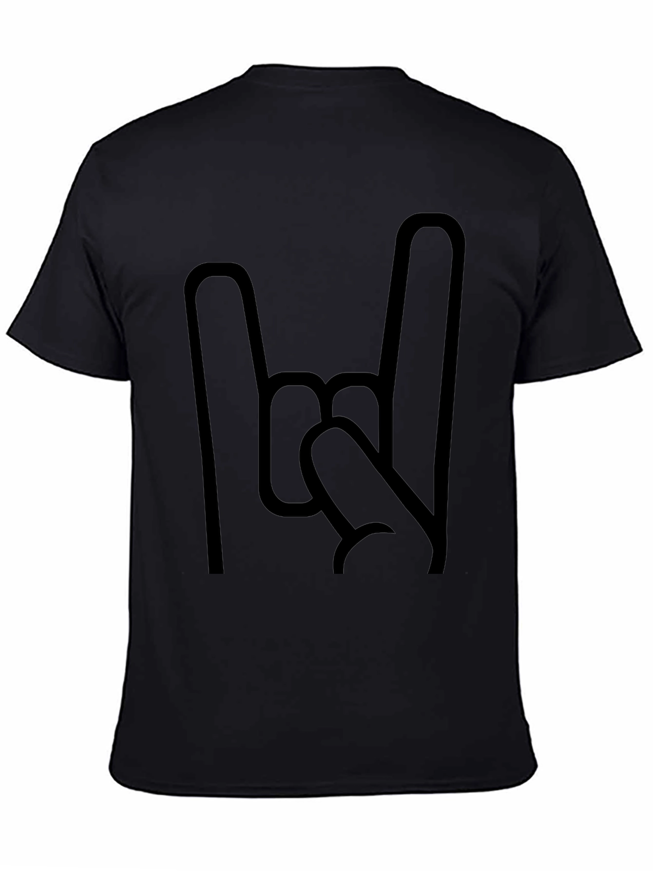 Rock On Hand Gesture Graphic Tee - Black