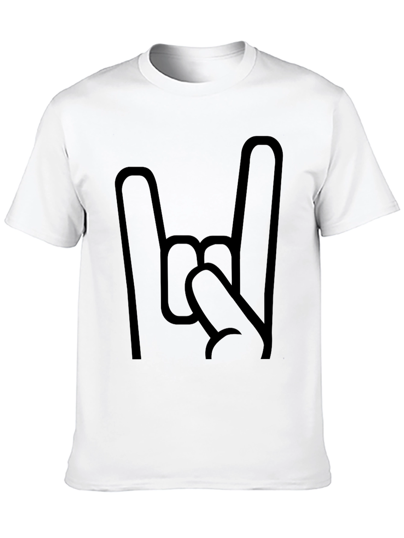 Rock On Hand Gesture Graphic Tee - Black
