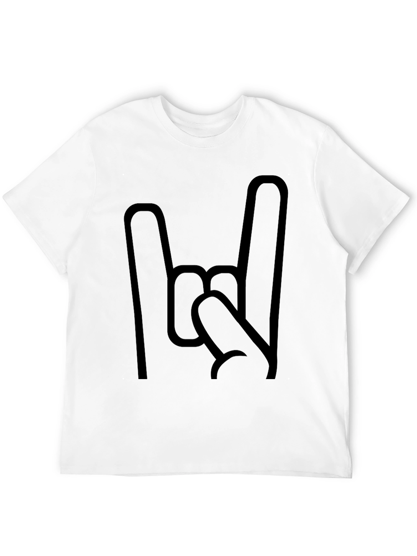 Rock On Hand Gesture Graphic Tee - Black
