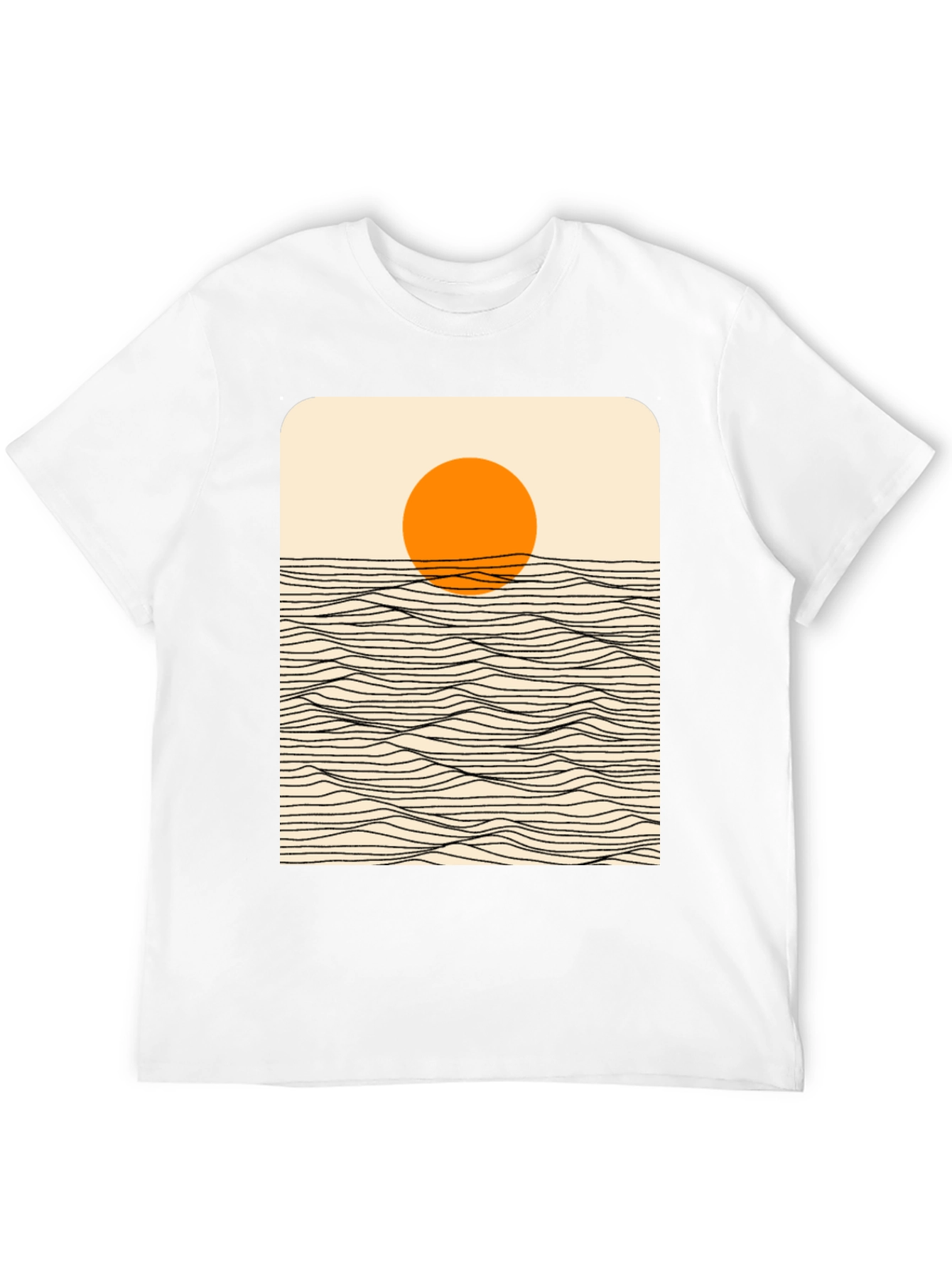 Sunset Wave Graphic Tee - Stylish Black Cotton T-Shirt