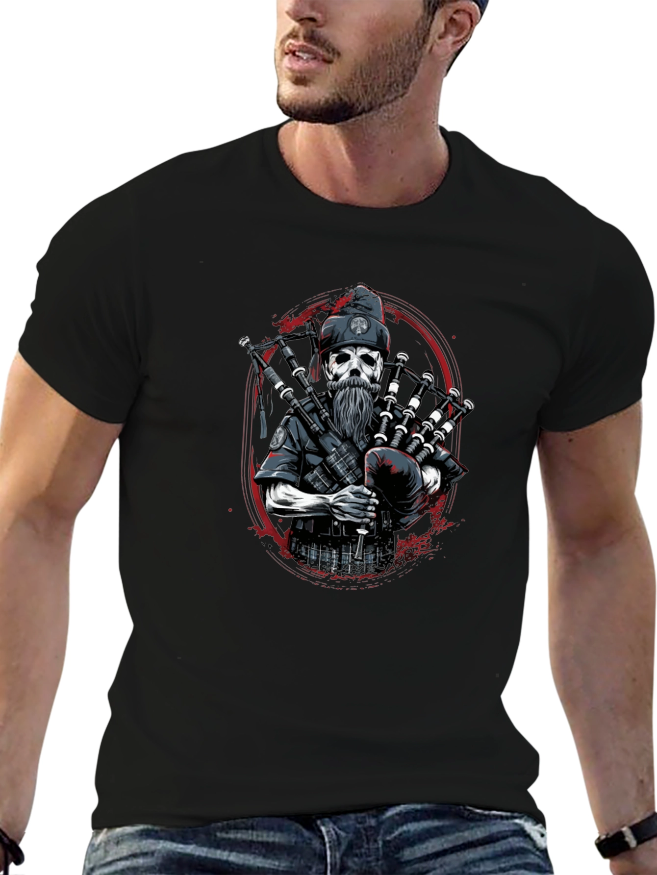 Bagpipe Reaper Graphic T-Shirt