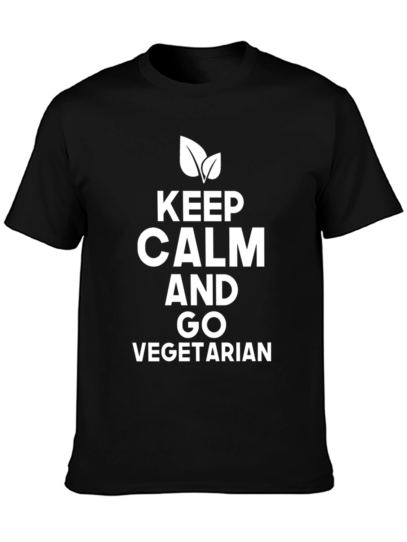 Keep Calm Go Vegetarian Black T-Shirt