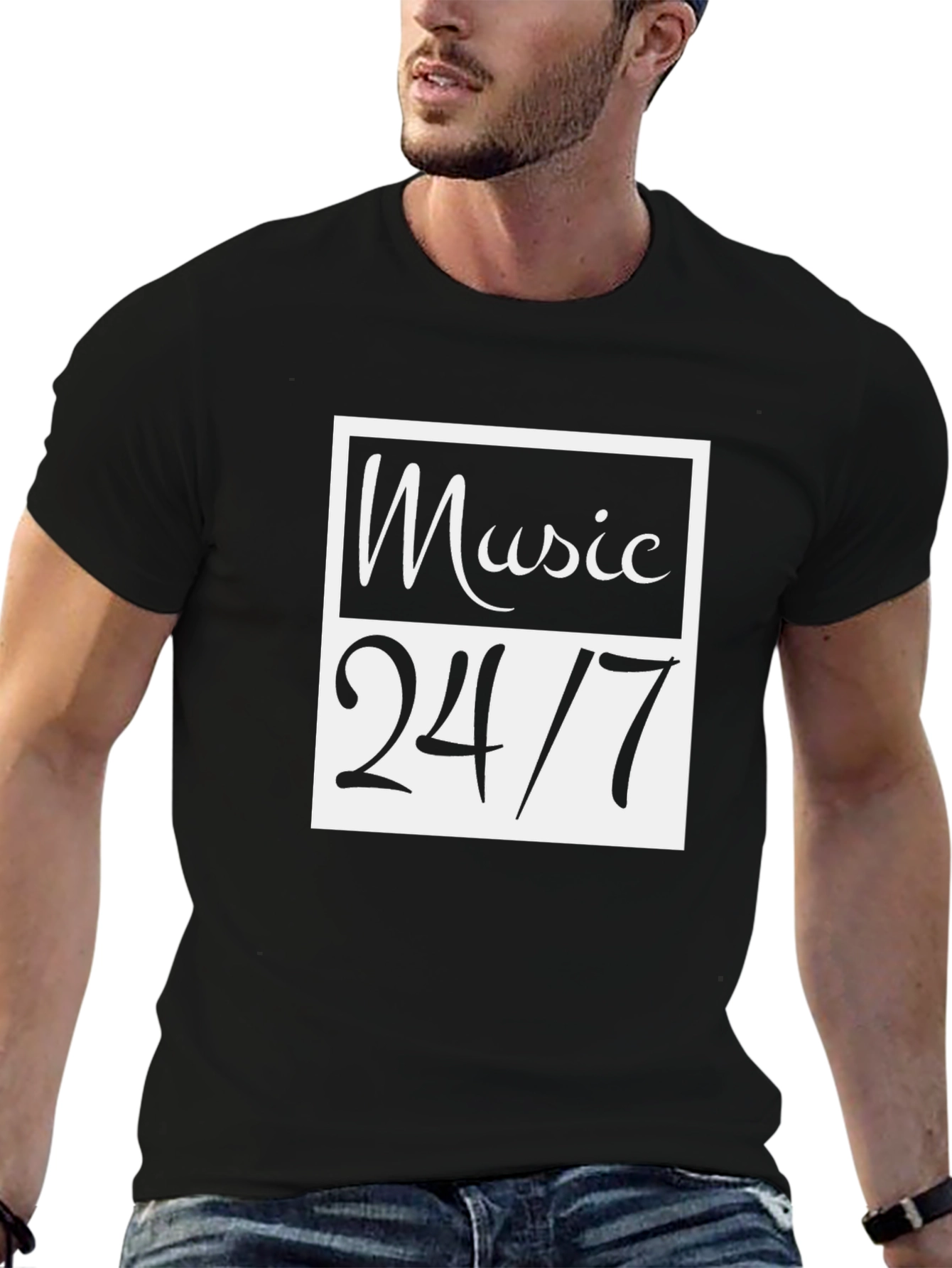 Music 24/7 Black Graphic Tee