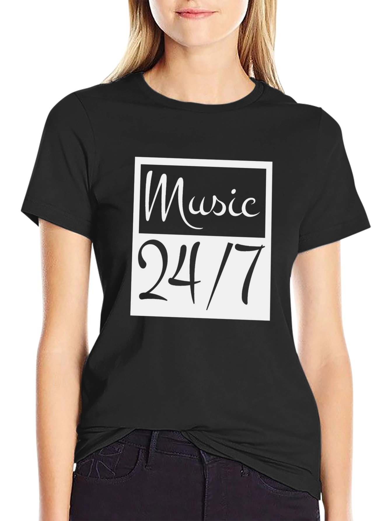Music 24/7 Black Graphic Tee
