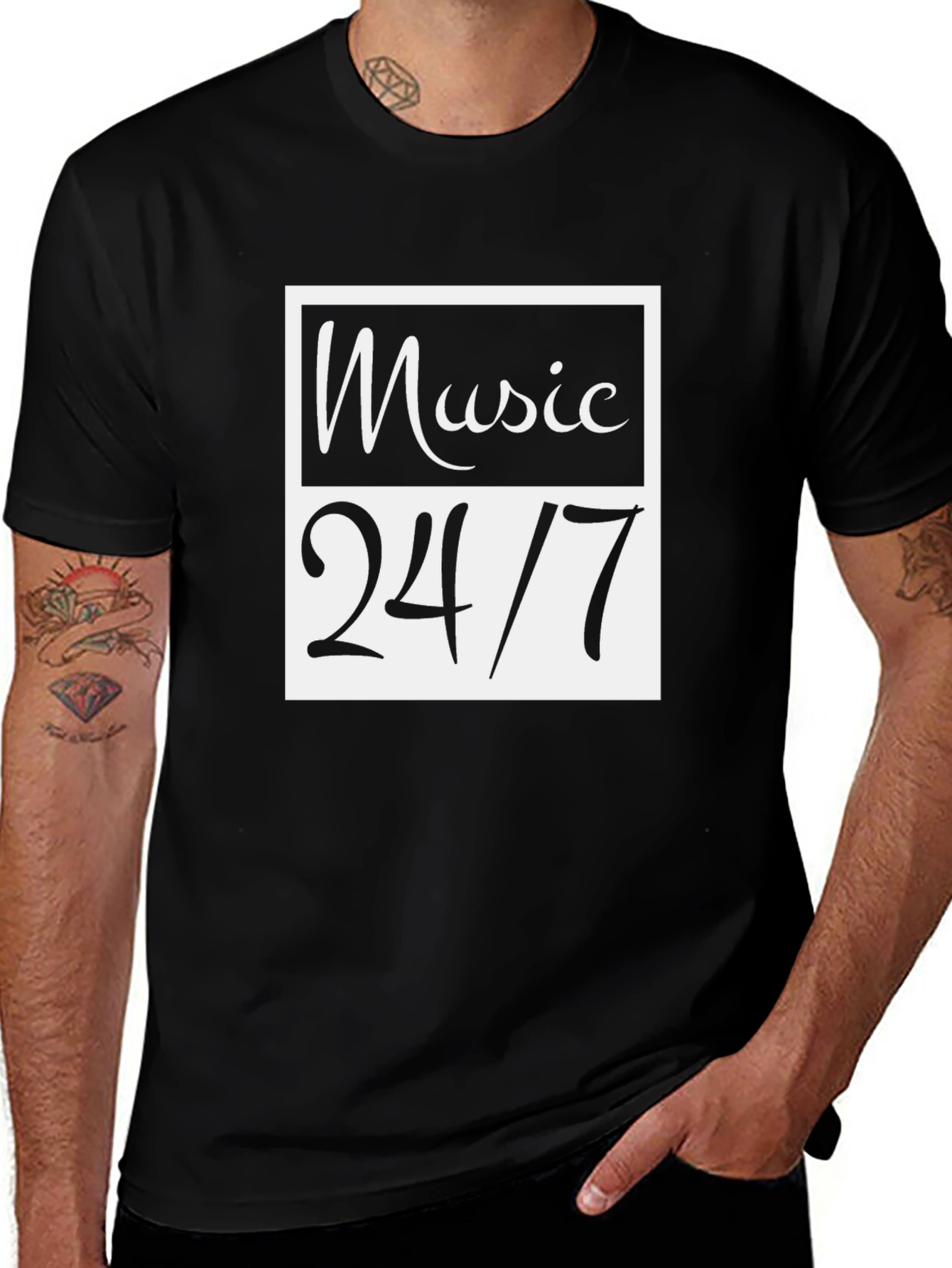 Music 24/7 Black Graphic Tee