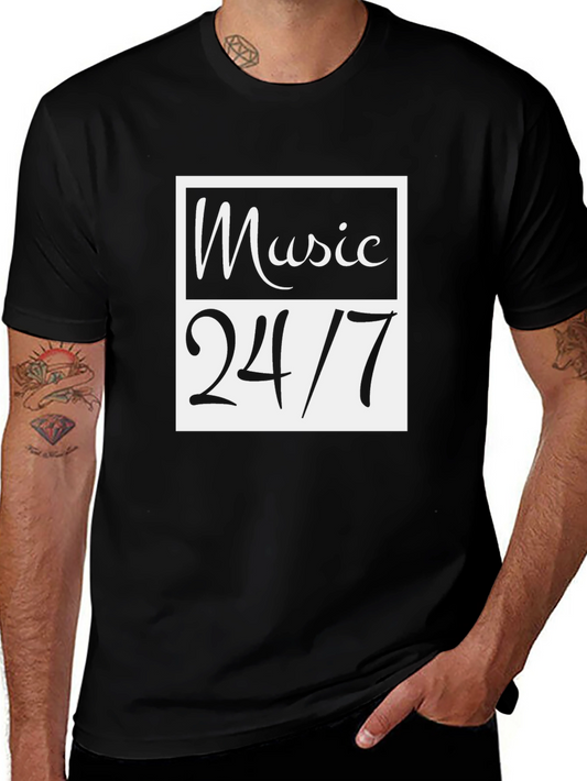 Music 24/7 Black Graphic Tee