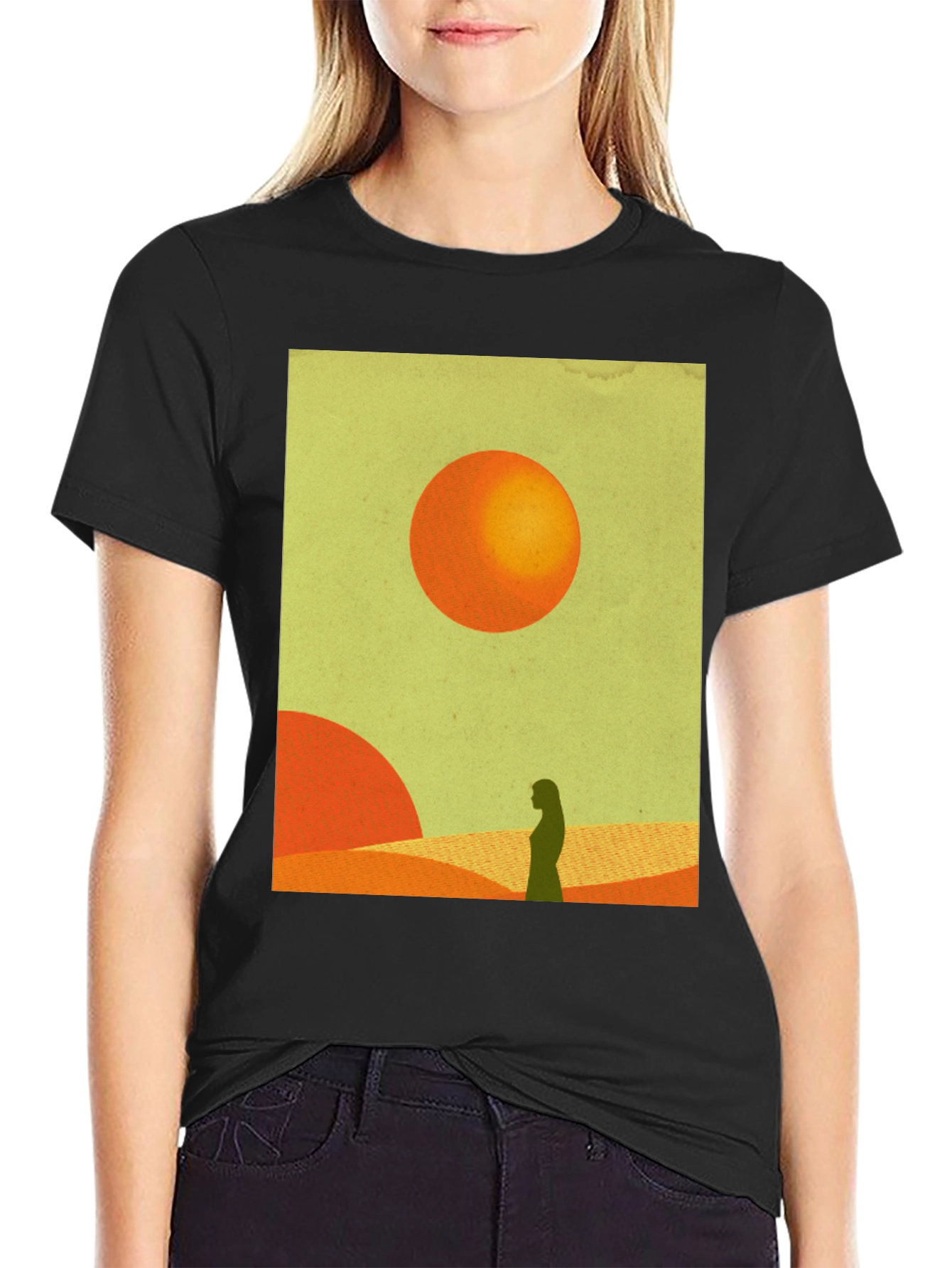 Desert Silhouette Graphic Tee - Modern Art T-Shirt