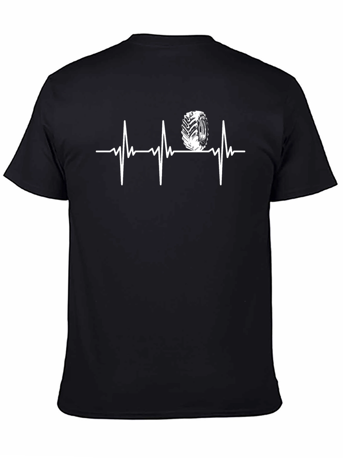 Tractor Tire Heartbeat T-Shirt - Black