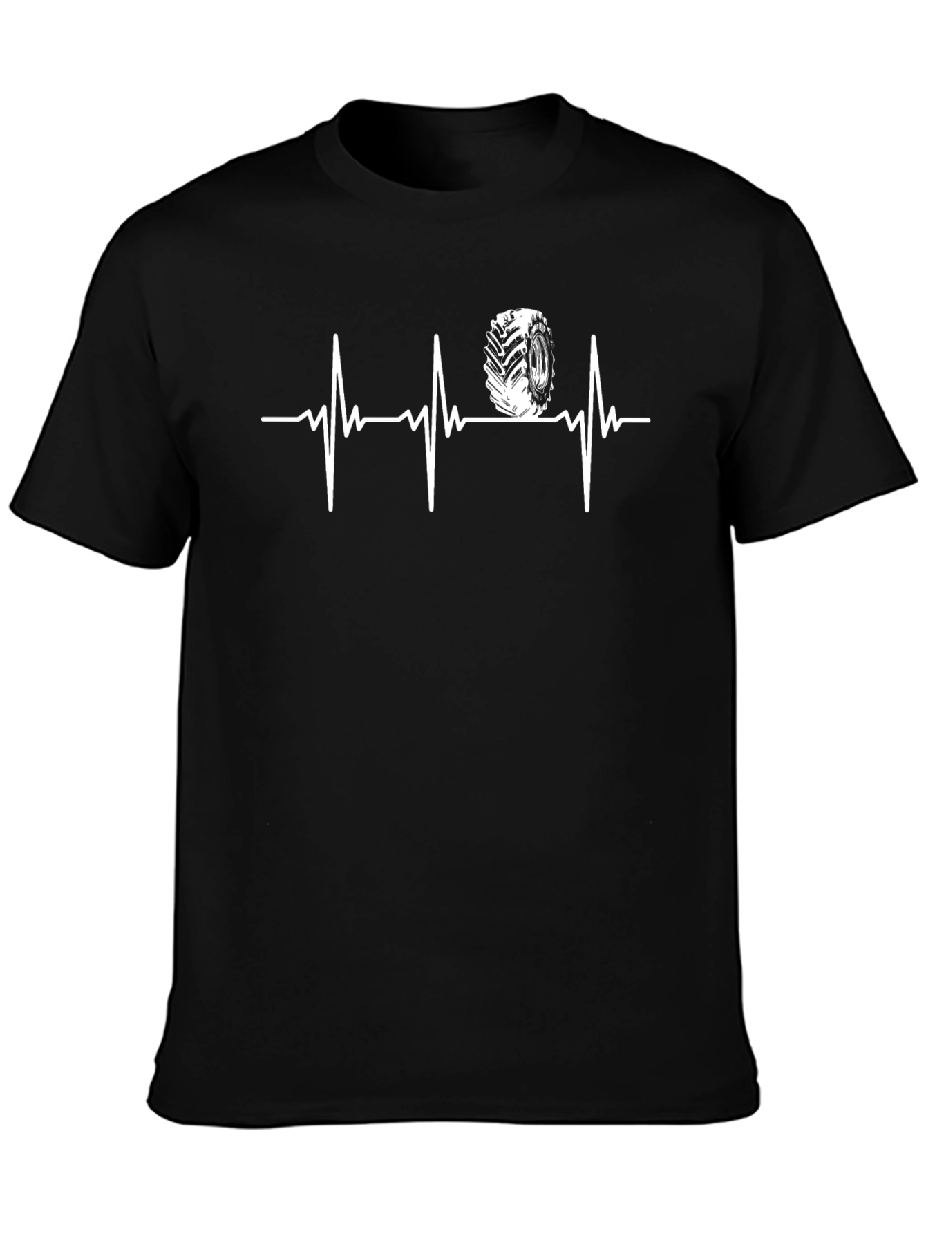 Tractor Tire Heartbeat T-Shirt - Black