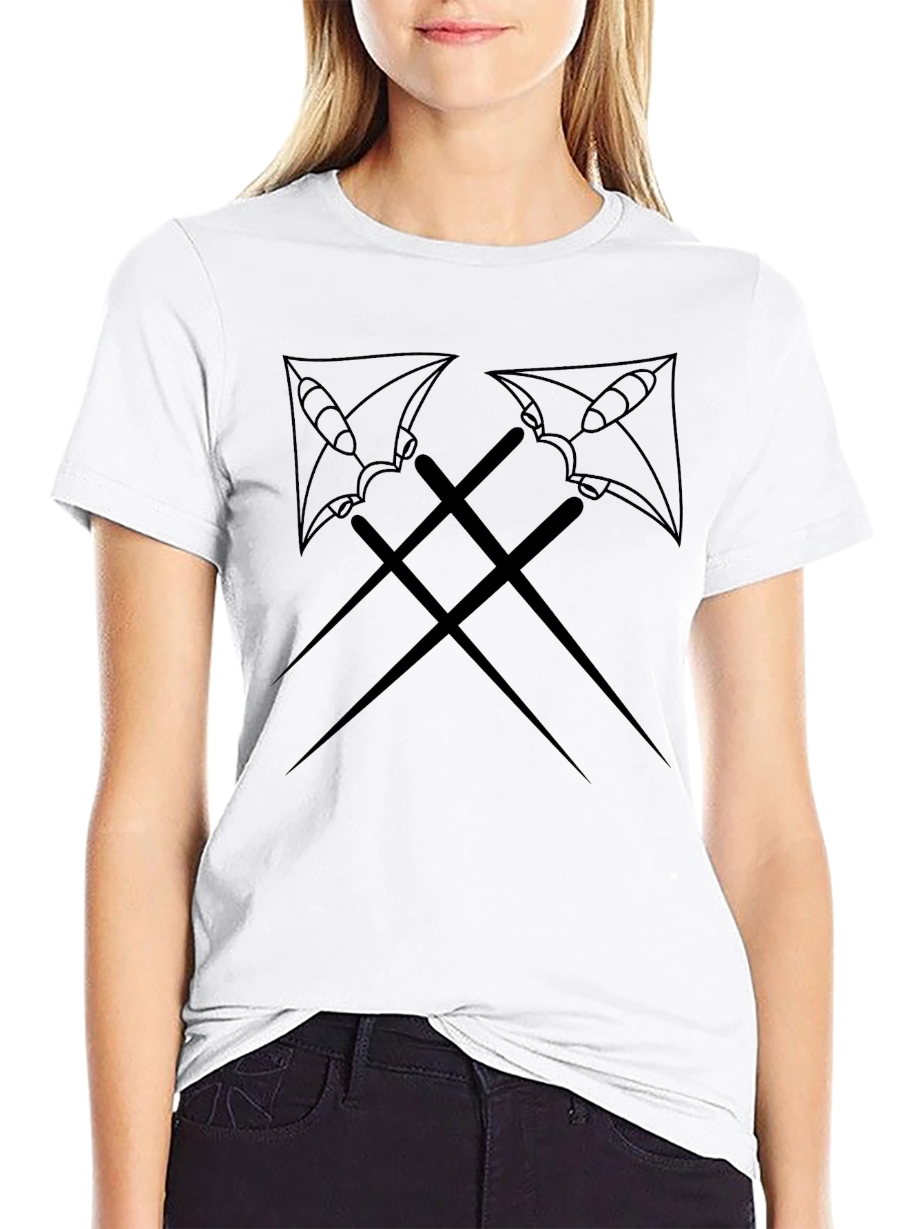 Crossed Spear Graphic Tee - Black Casual Shirt