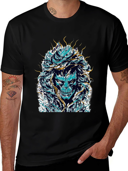 Mystical Skull Graphic Tee - Black Cotton Shirt