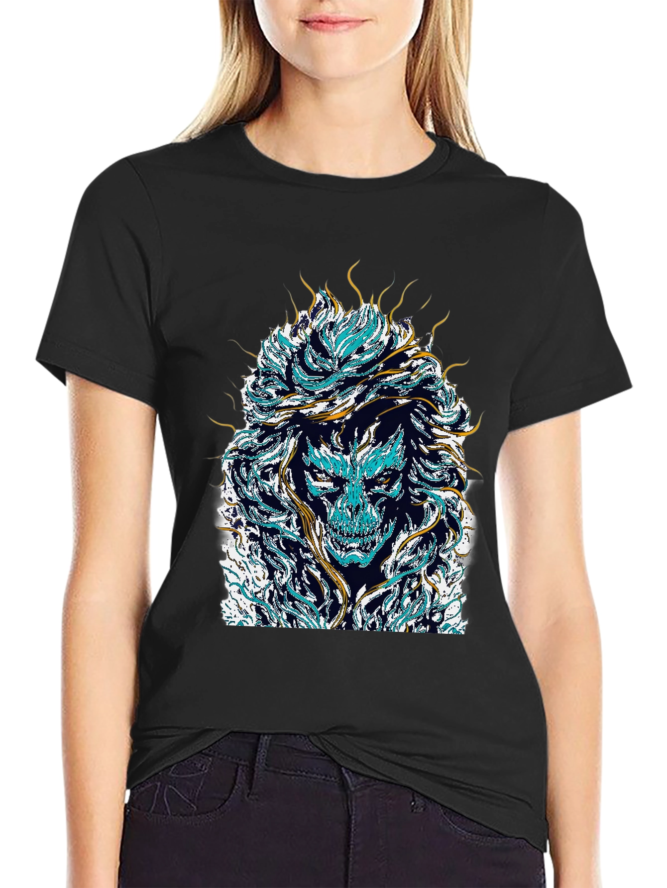 Mystical Skull Graphic Tee - Black Cotton Shirt