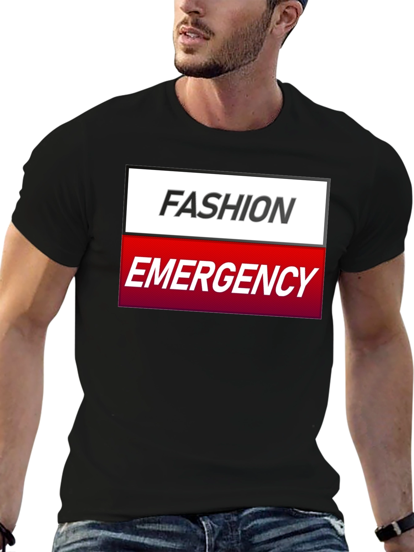 Fashion Emergency Graphic Tee - Stylish & Humorous