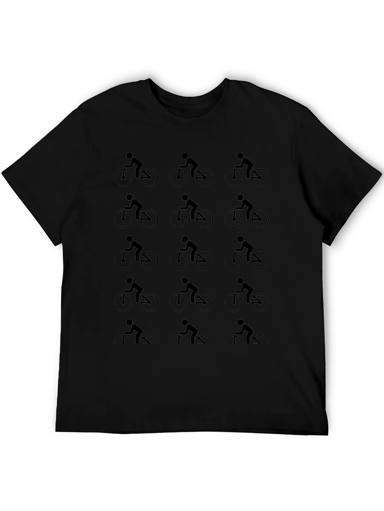 Cycling Enthusiast Patterned Black T-Shirt