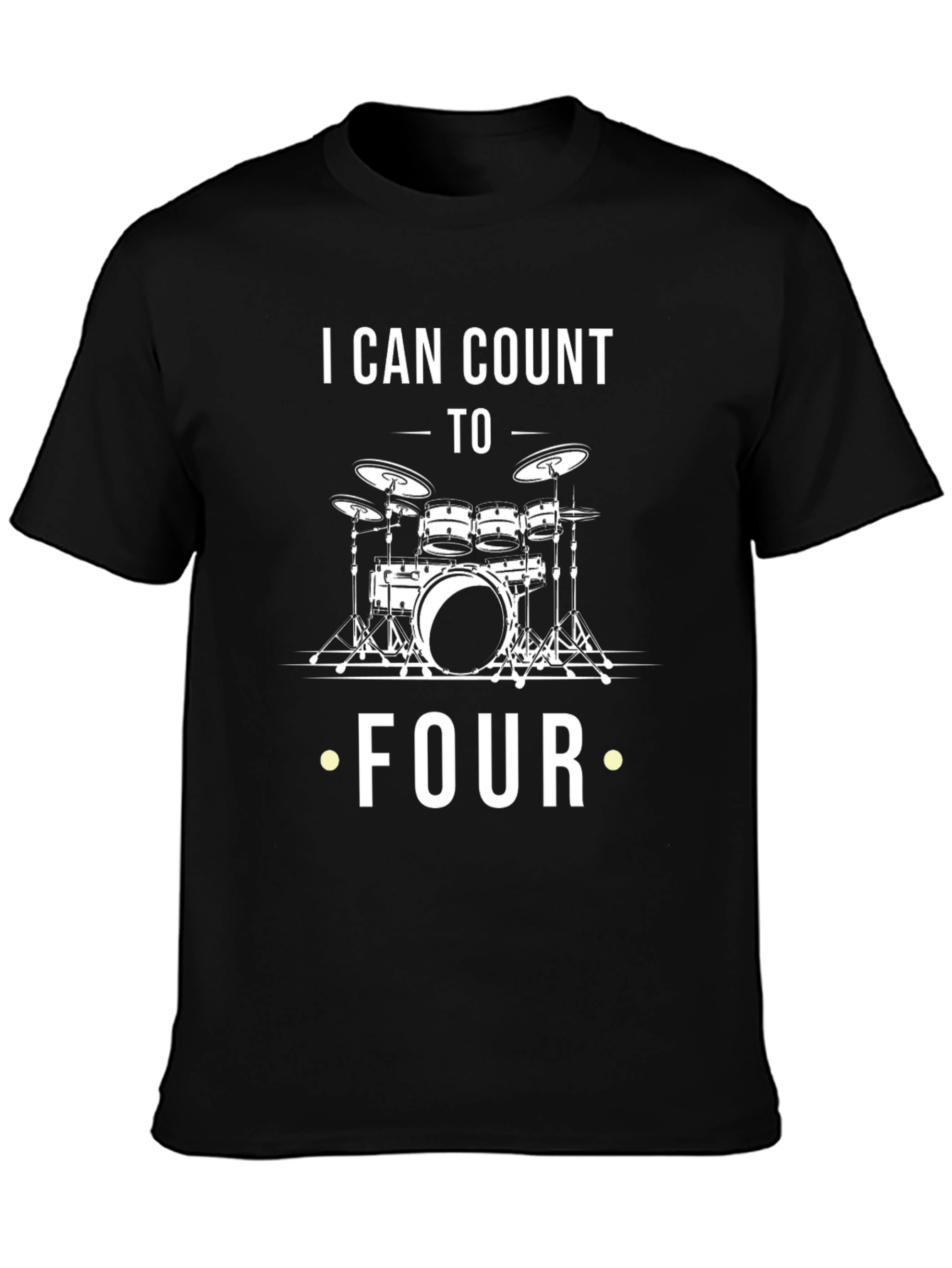 I Can Count to Four Drummer Black T-Shirt
