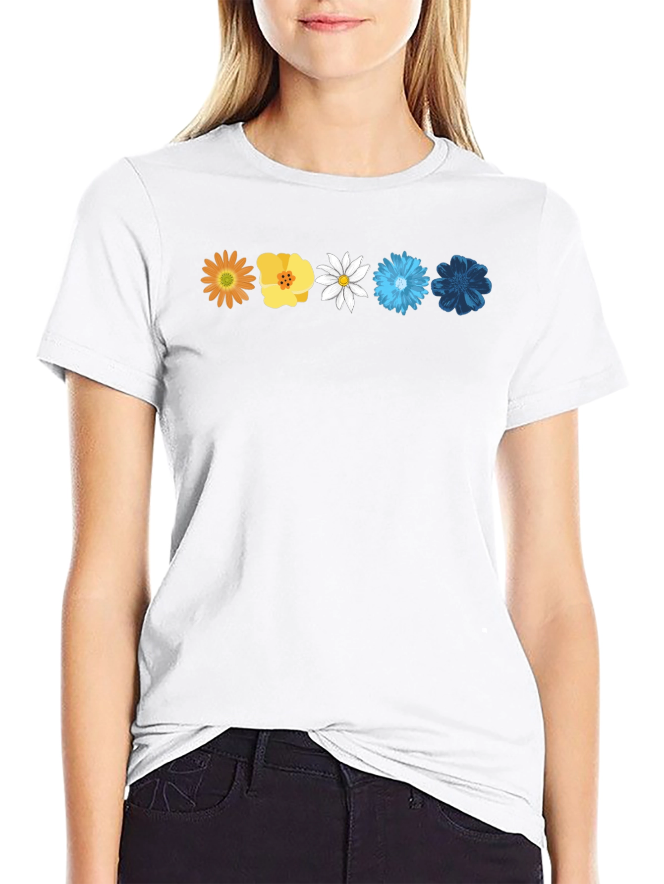 Floral Spectrum T-Shirt - Unique Flower Design