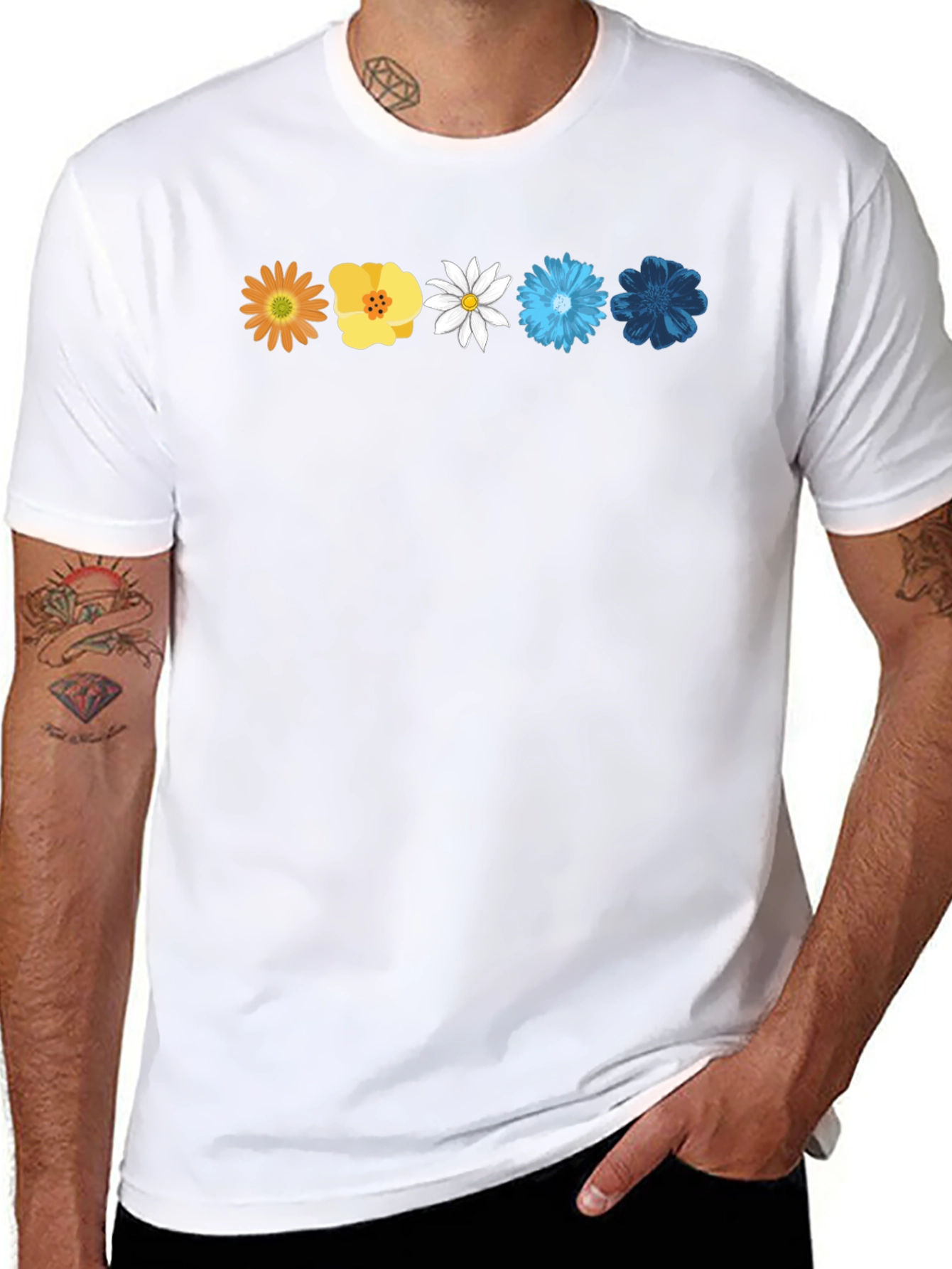 Floral Spectrum T-Shirt - Unique Flower Design