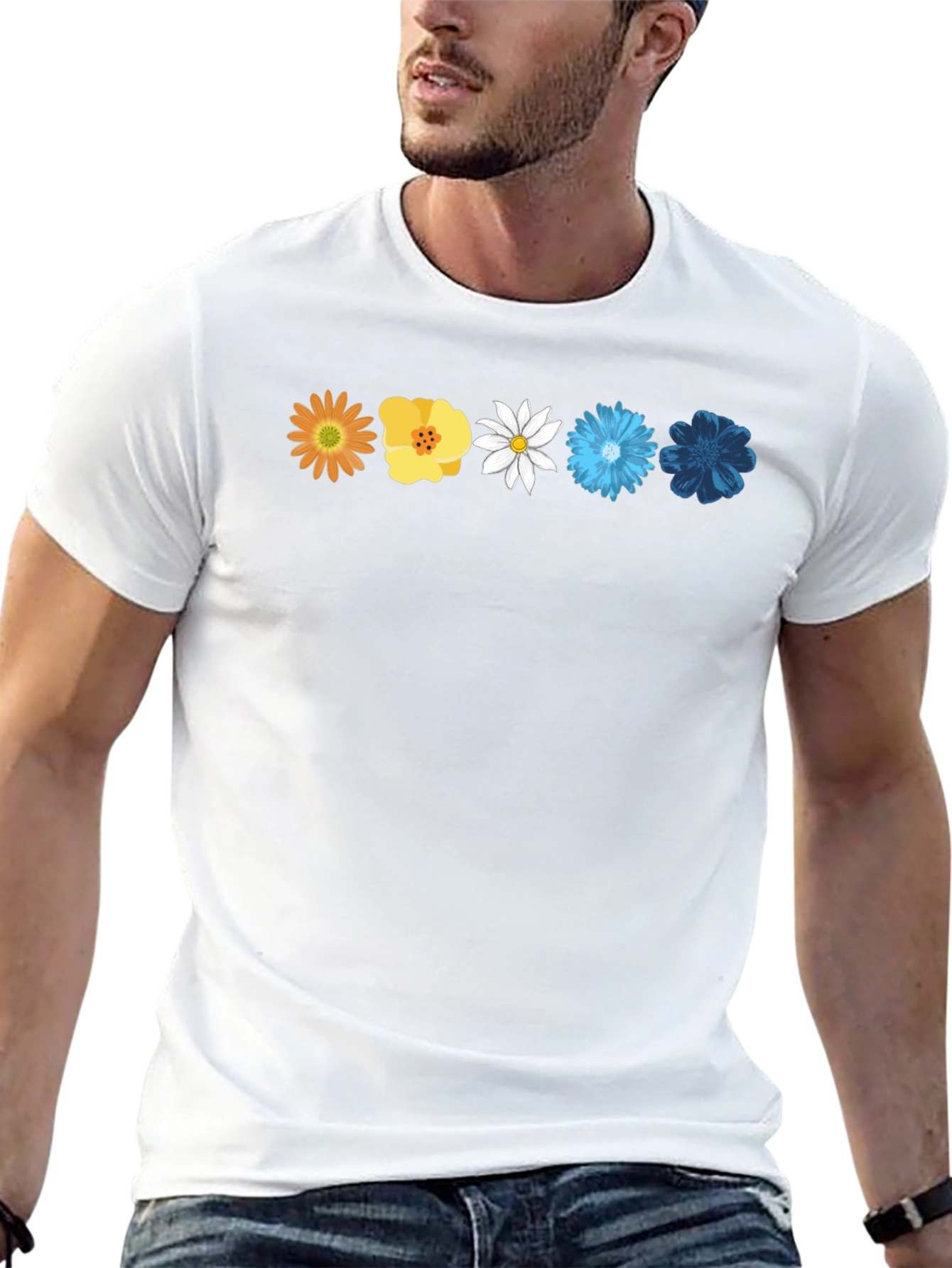Floral Spectrum T-Shirt - Unique Flower Design