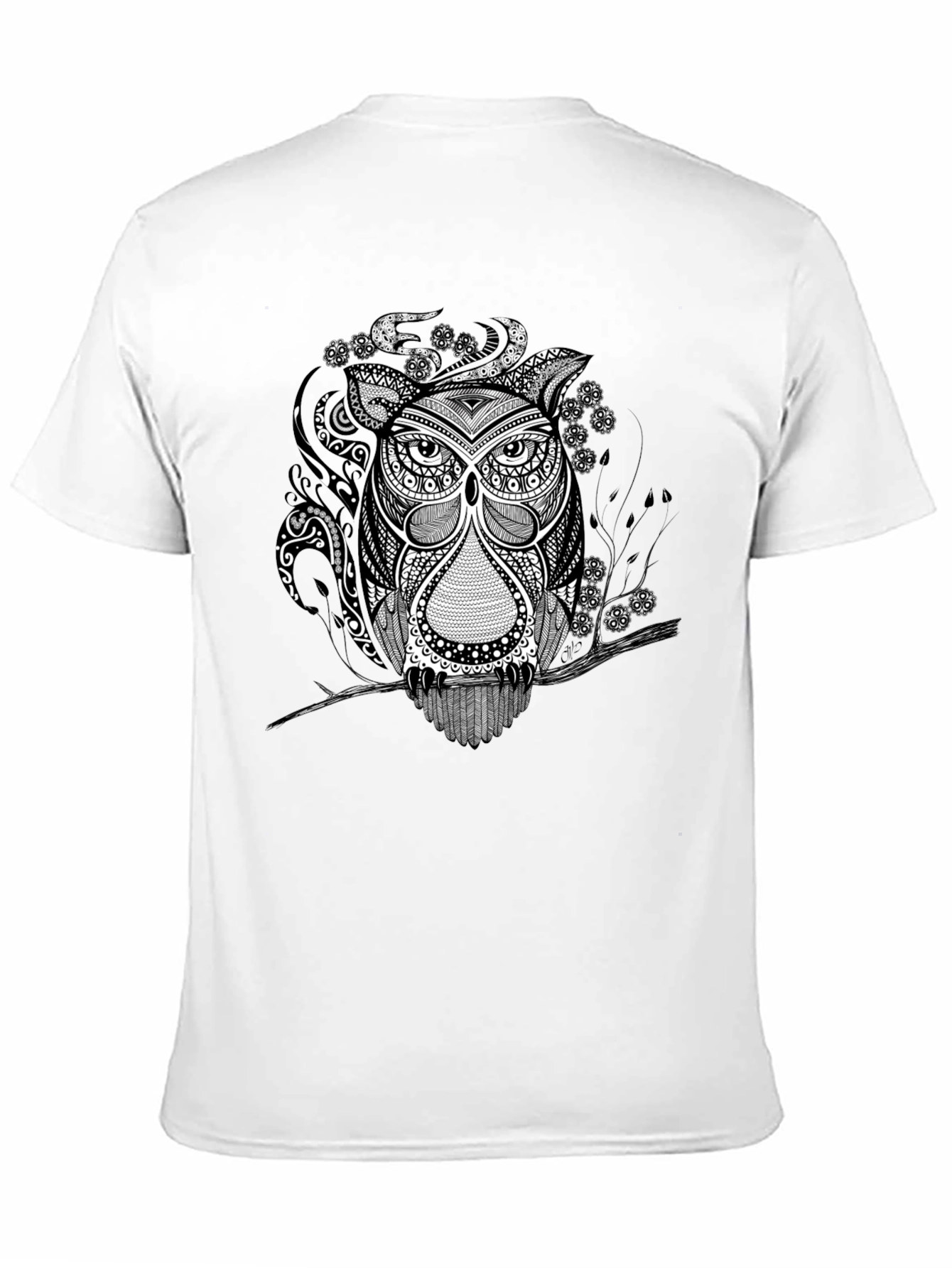 Owl Graphic Print Tee - Black Short Sleeve