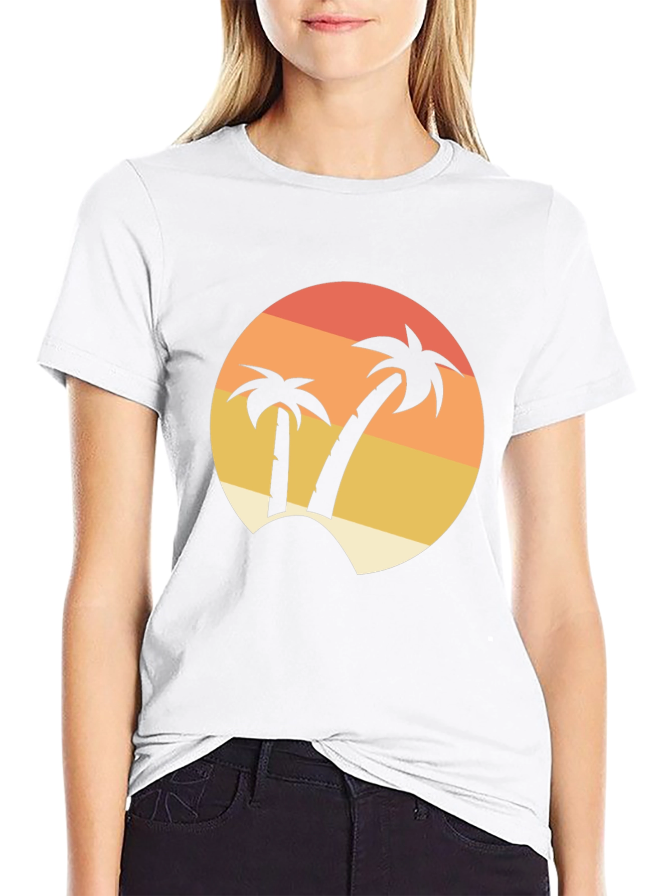 Tropical Palm Tree Sunset Graphic T-Shirt