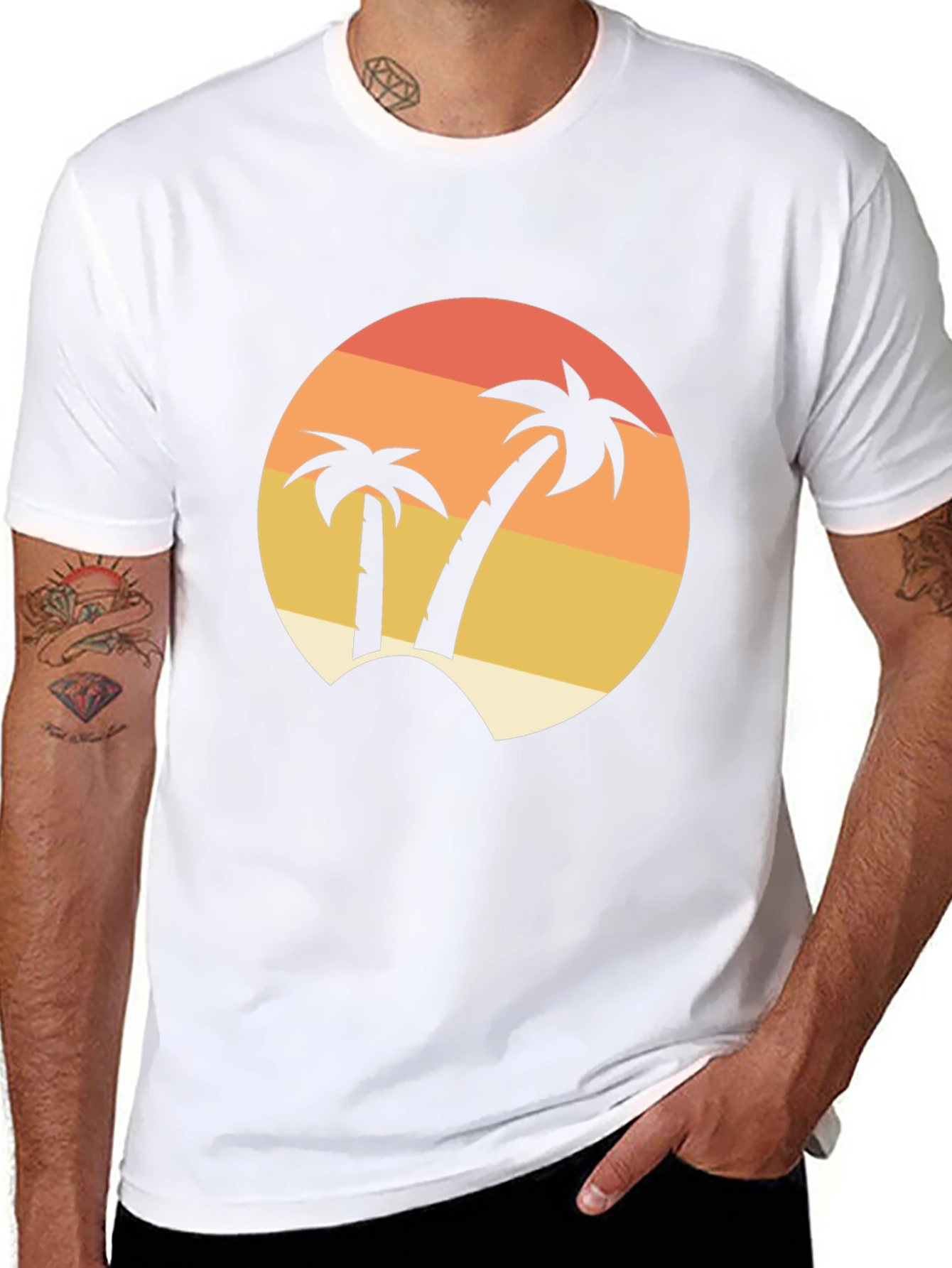 Tropical Palm Tree Sunset Graphic T-Shirt