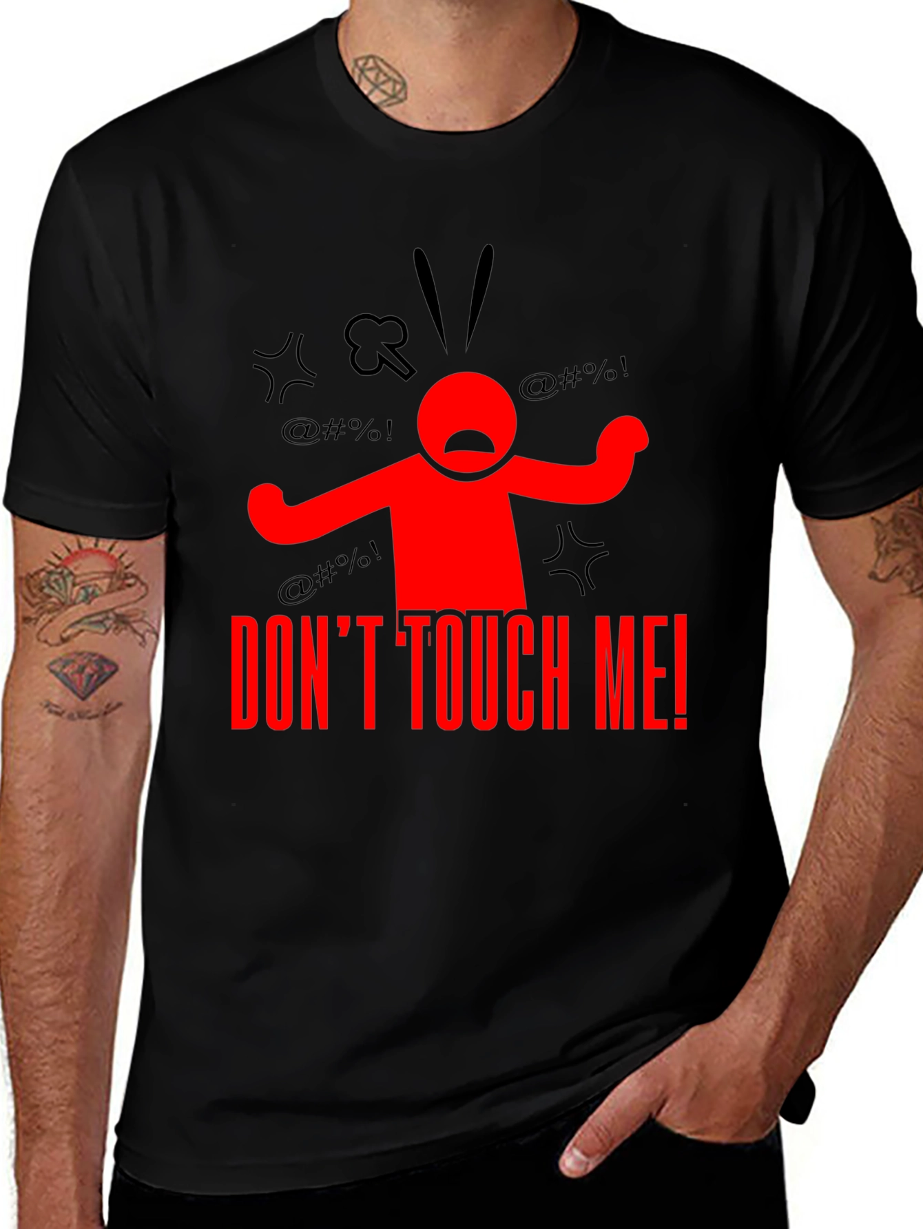 Dont Touch Me! Graphic Tee - Black Cotton T-Shirt