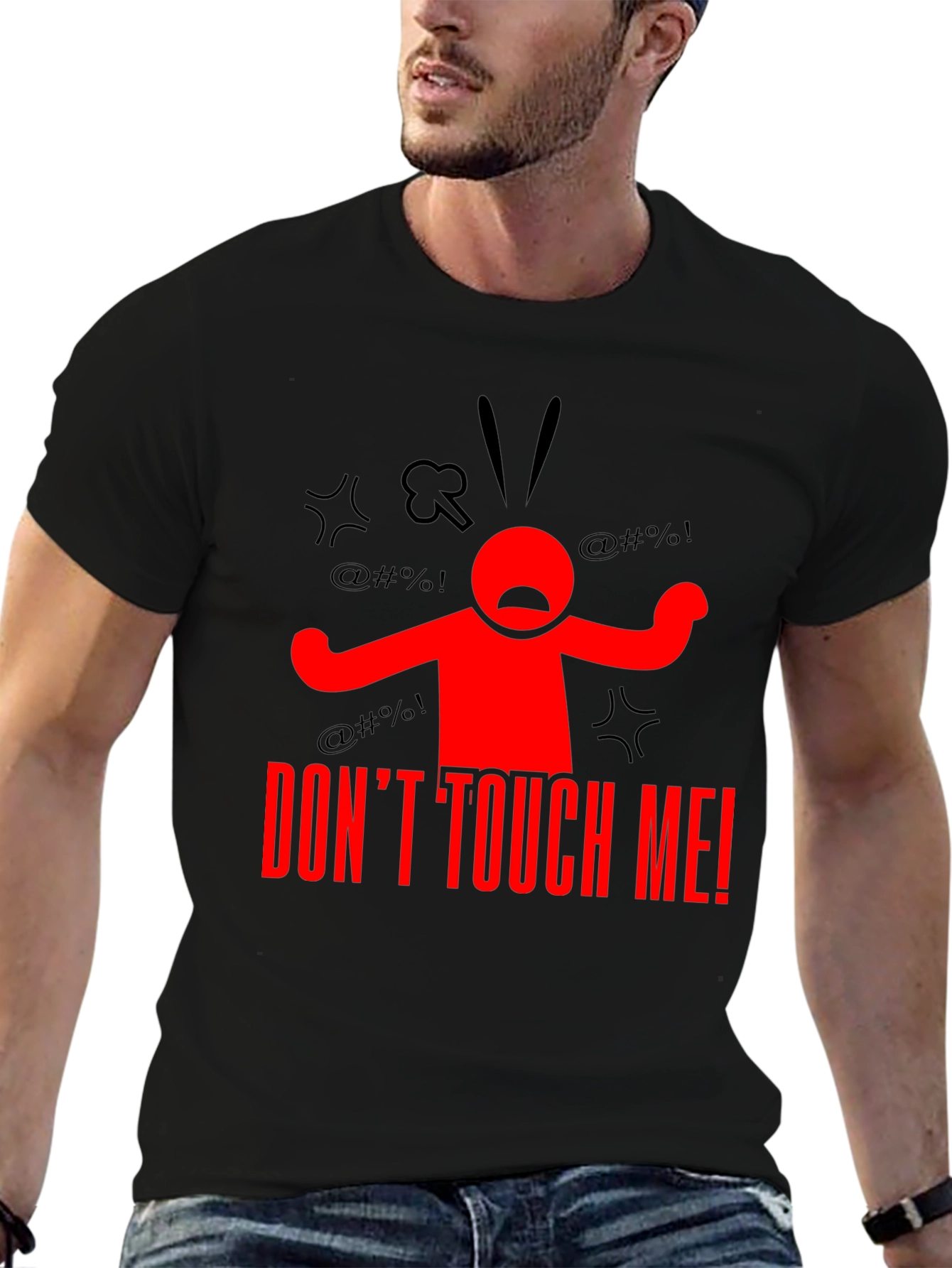 Dont Touch Me! Graphic Tee - Black Cotton T-Shirt