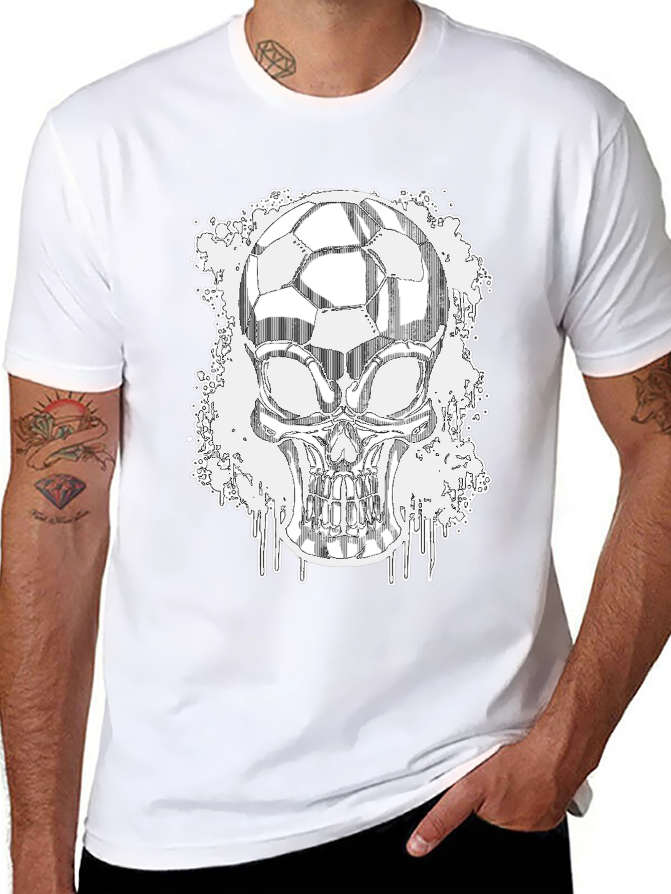 Soccer Skull Graphic Tee - Black Short Sleeve