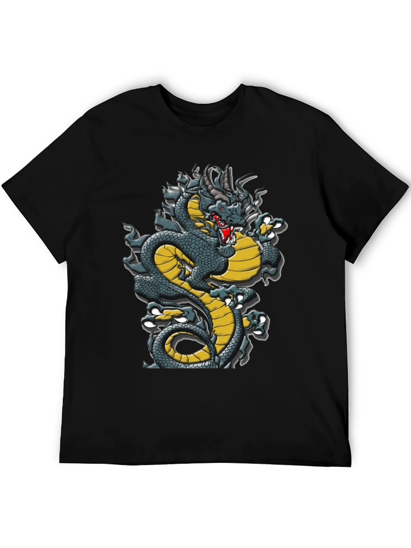 Dragon Graphic Tee - Black Cotton T-Shirt