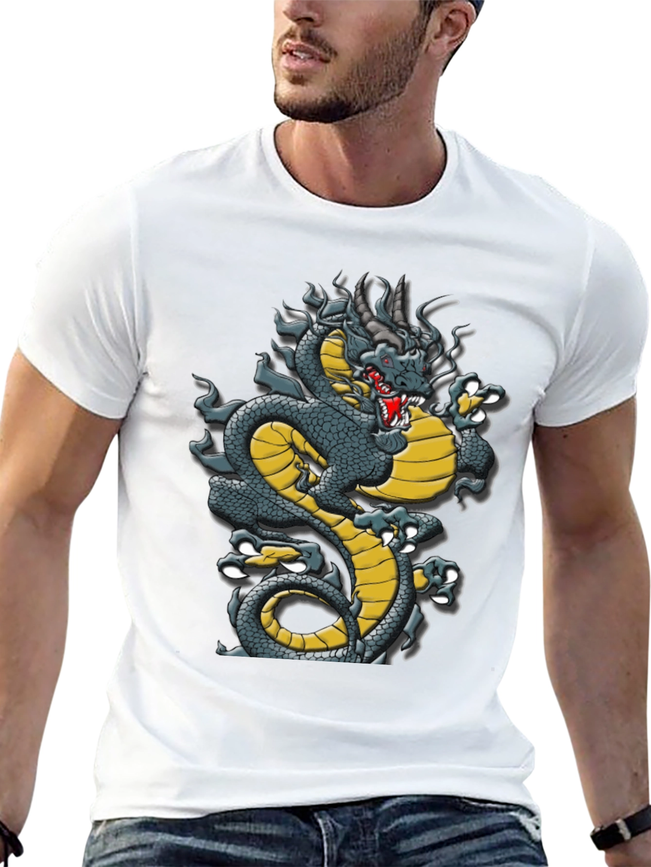 Dragon Graphic Tee - Black Cotton T-Shirt