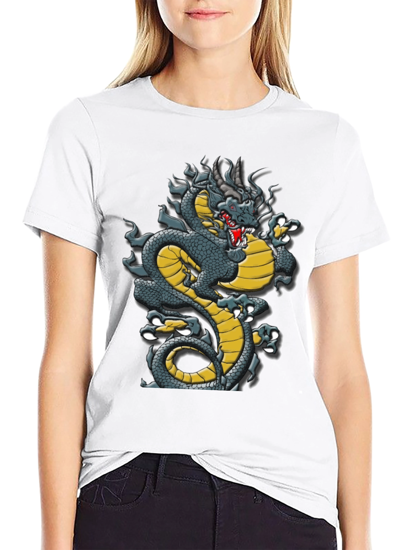 Dragon Graphic Tee - Black Cotton T-Shirt
