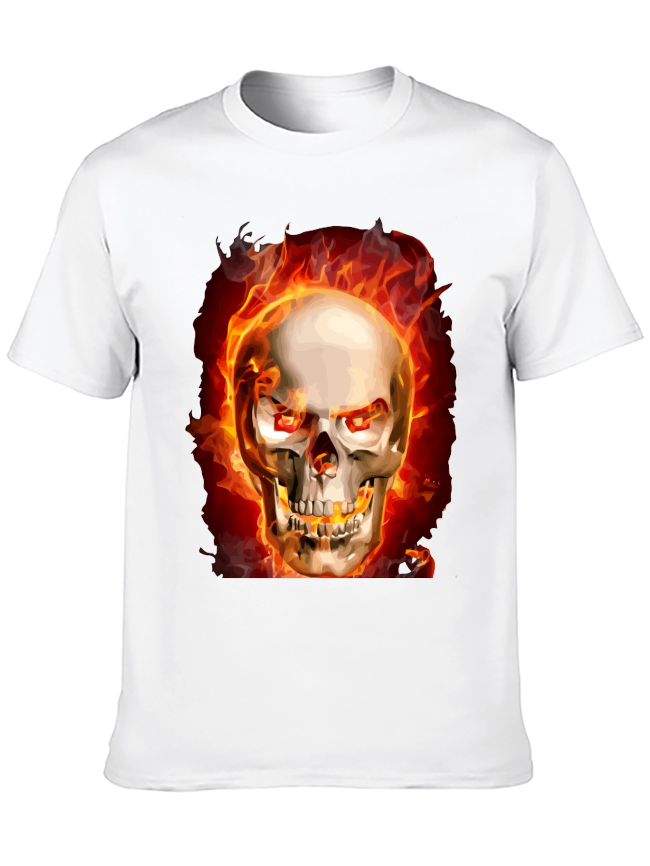 Fiery Skull Graphic Tee - Black