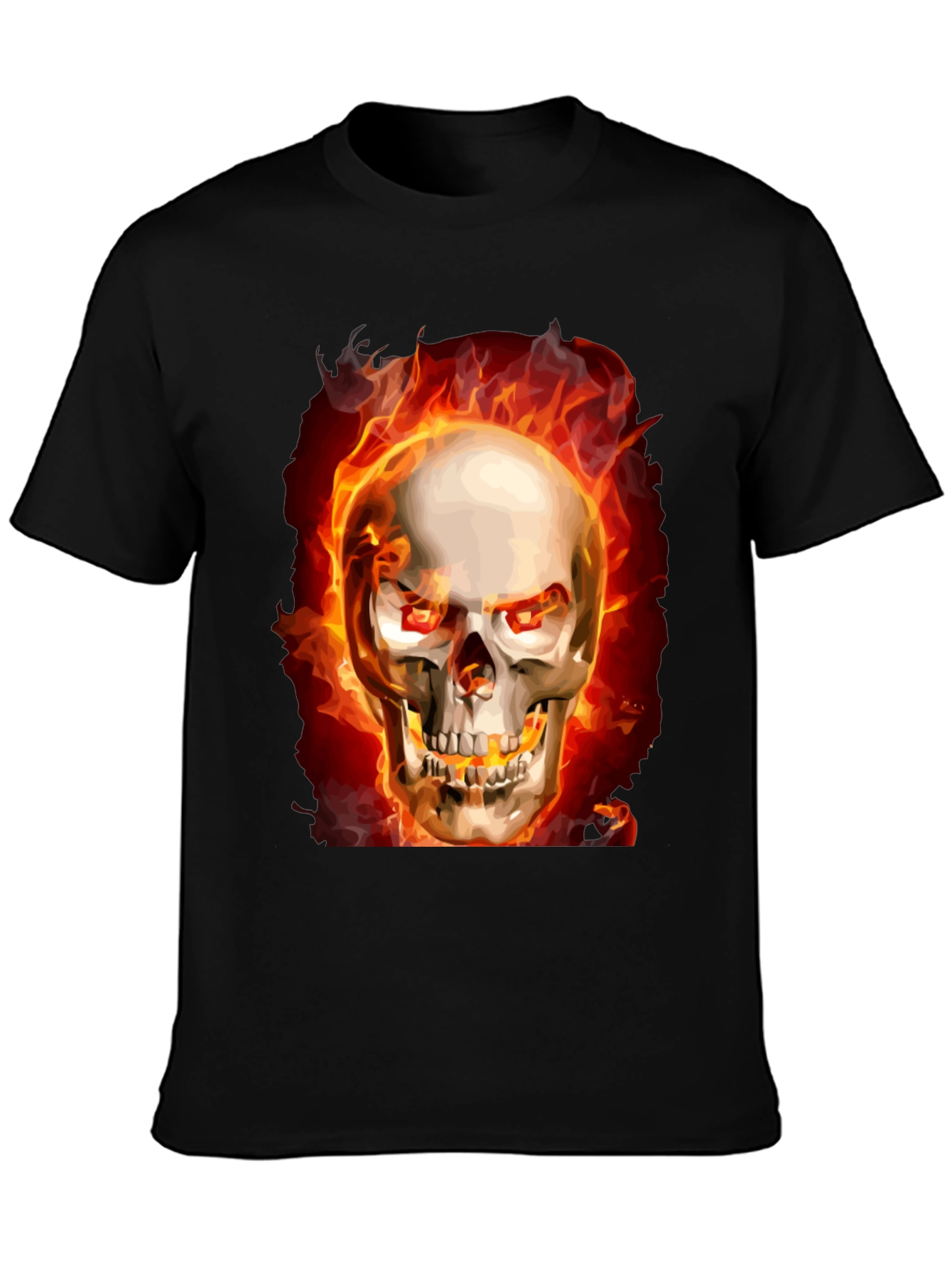 Fiery Skull Graphic Tee - Black