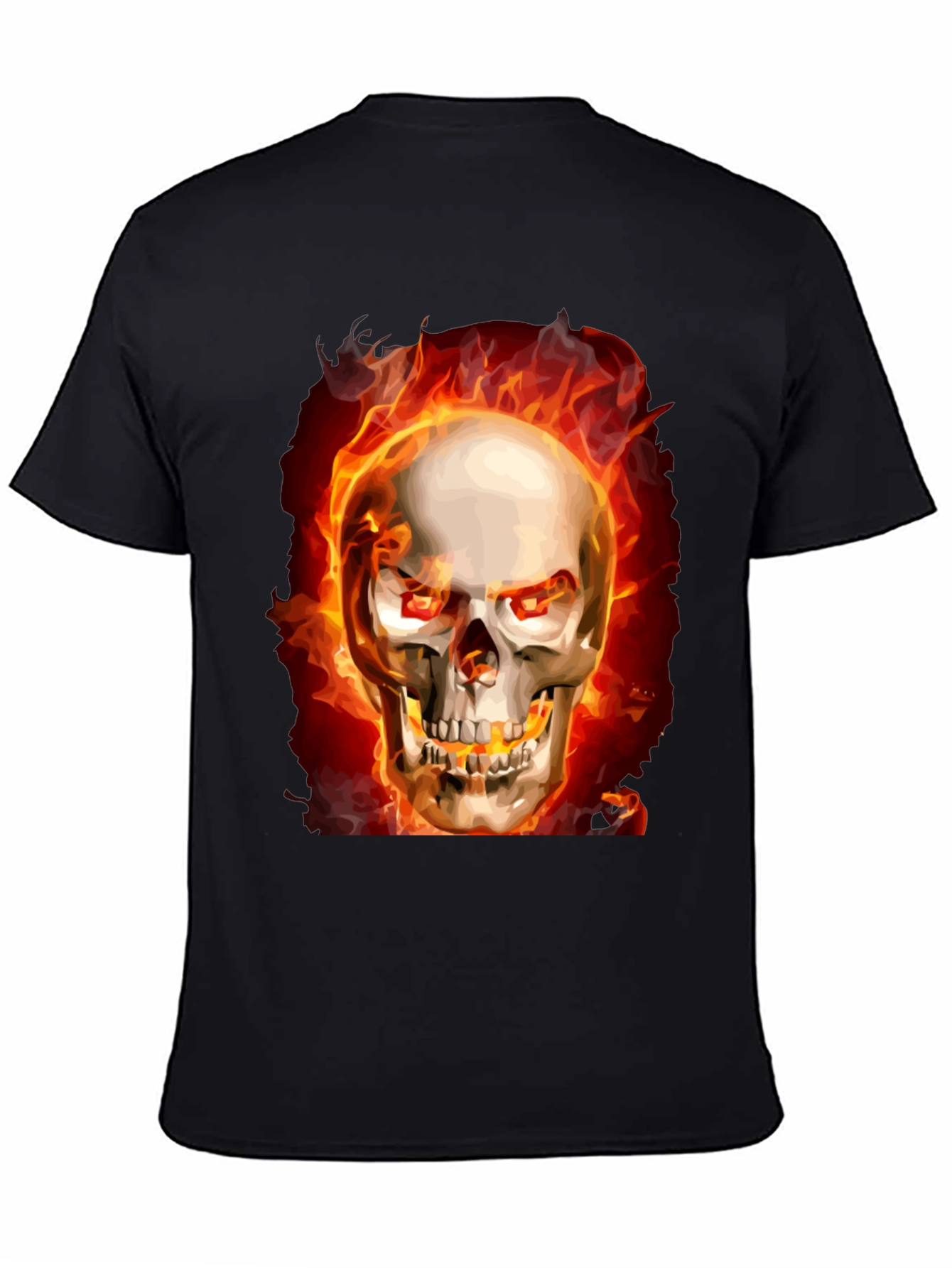 Fiery Skull Graphic Tee - Black