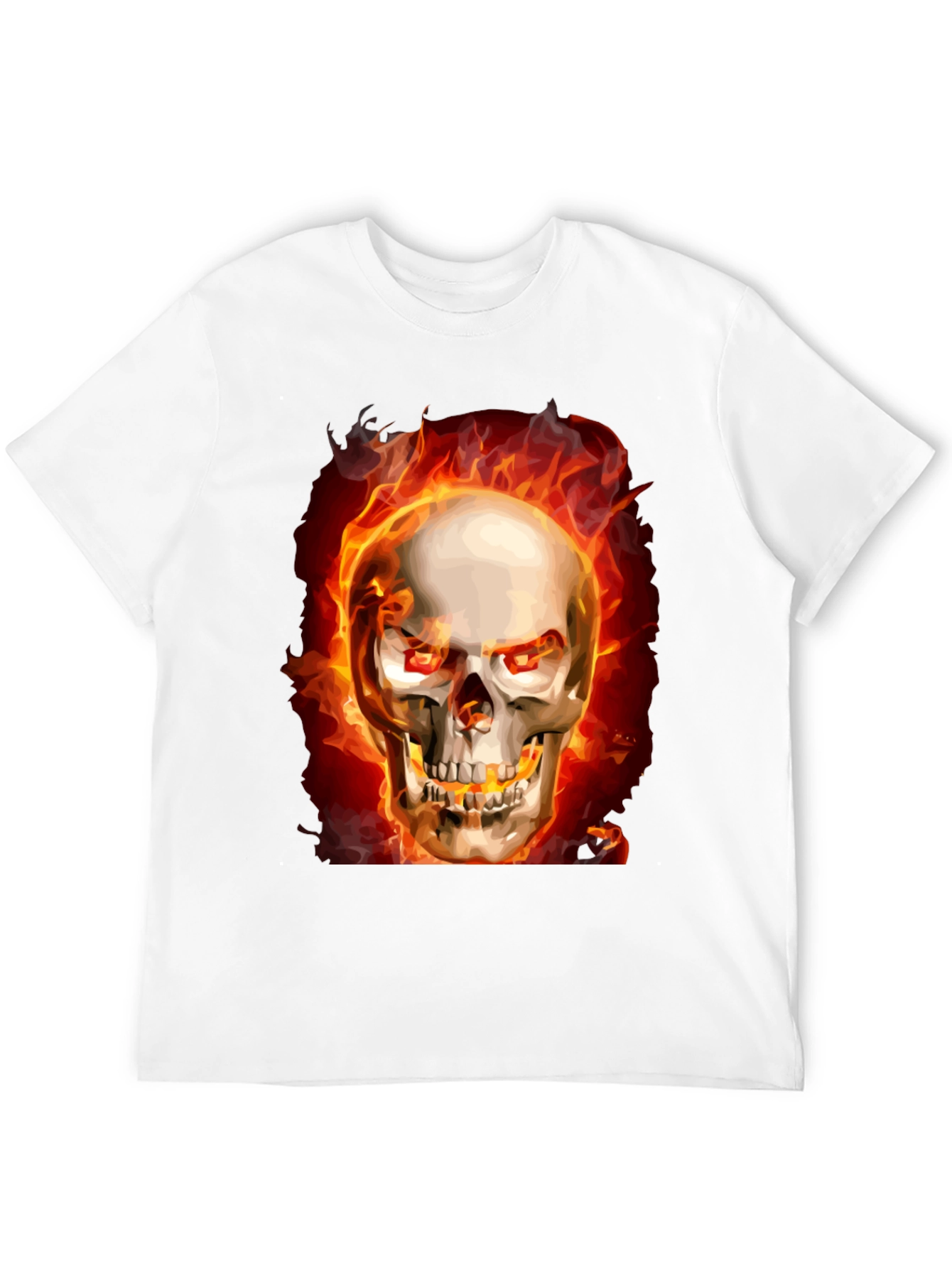 Fiery Skull Graphic Tee - Black