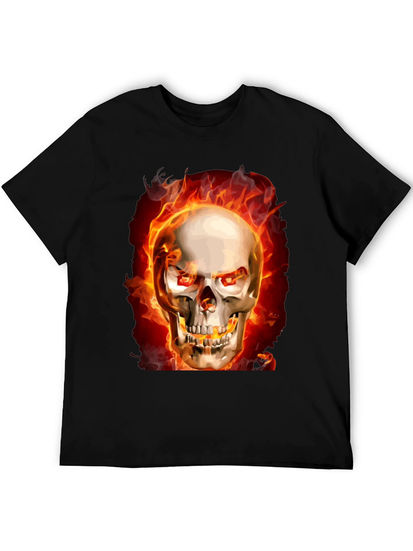 Fiery Skull Graphic Tee - Black