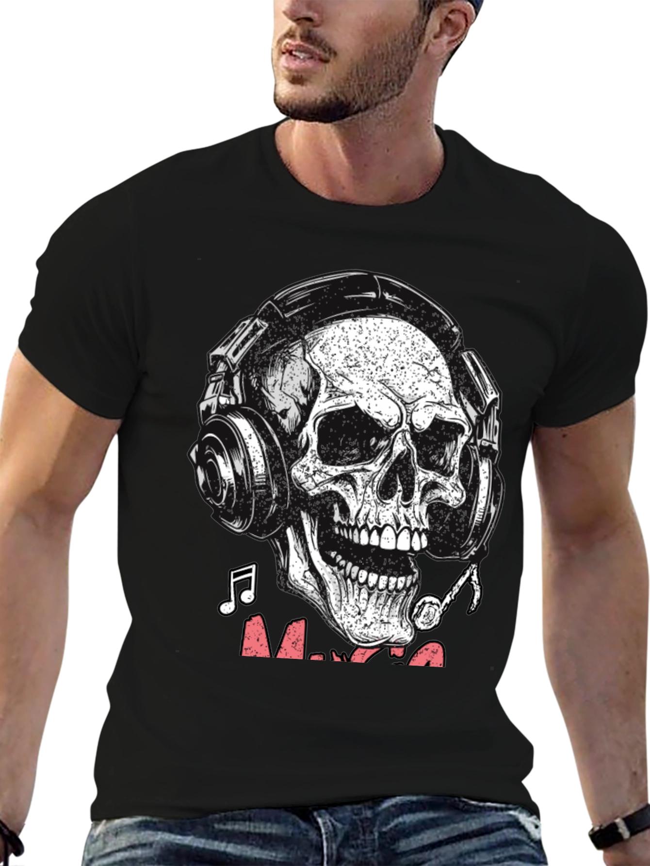 Skull with Headphones Graphic Tee - Music Lover T-Shirt