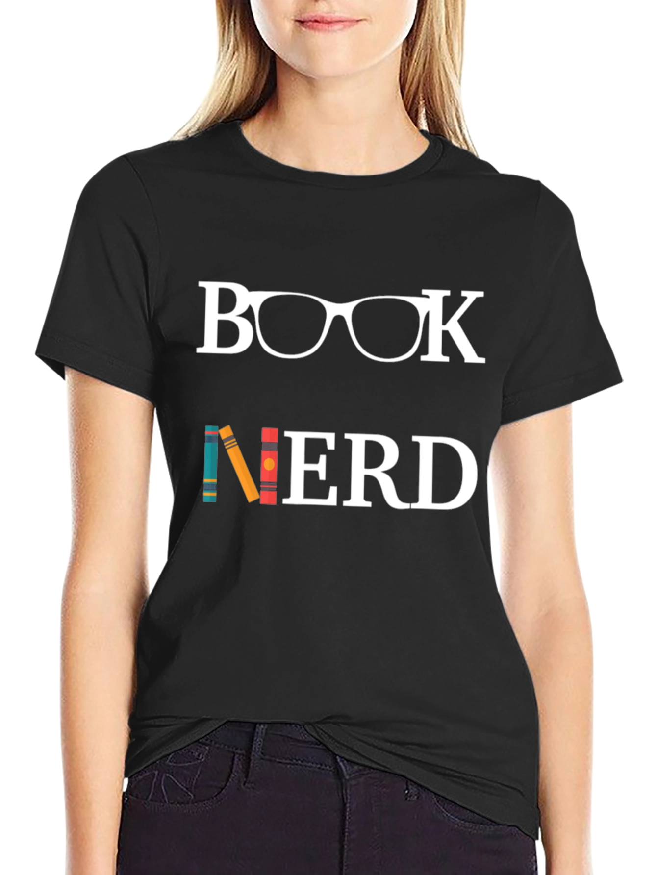 Book Nerd Graphic Tee - Black Cotton T-Shirt