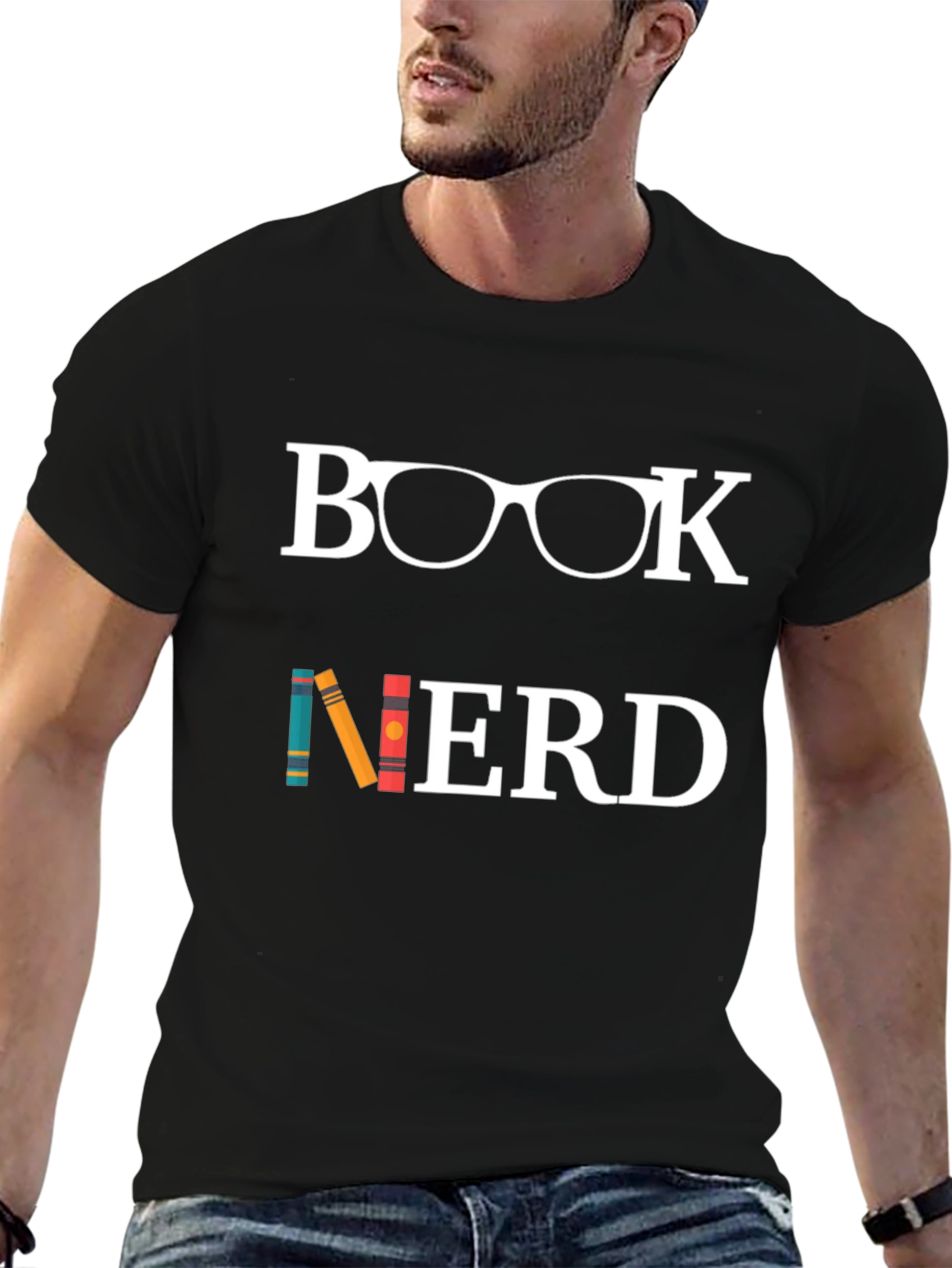Book Nerd Graphic Tee - Black Cotton T-Shirt
