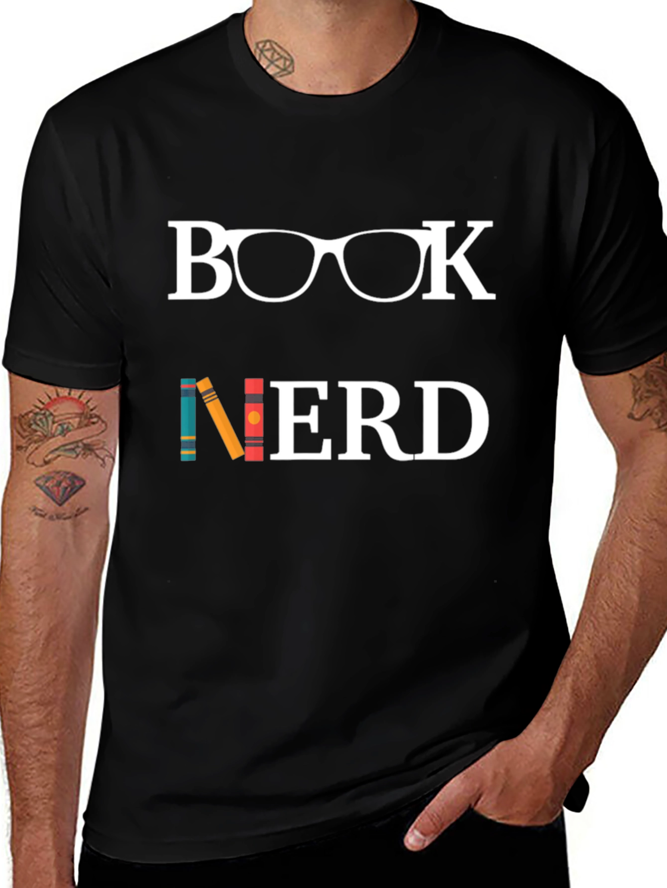 Book Nerd Graphic Tee - Black Cotton T-Shirt