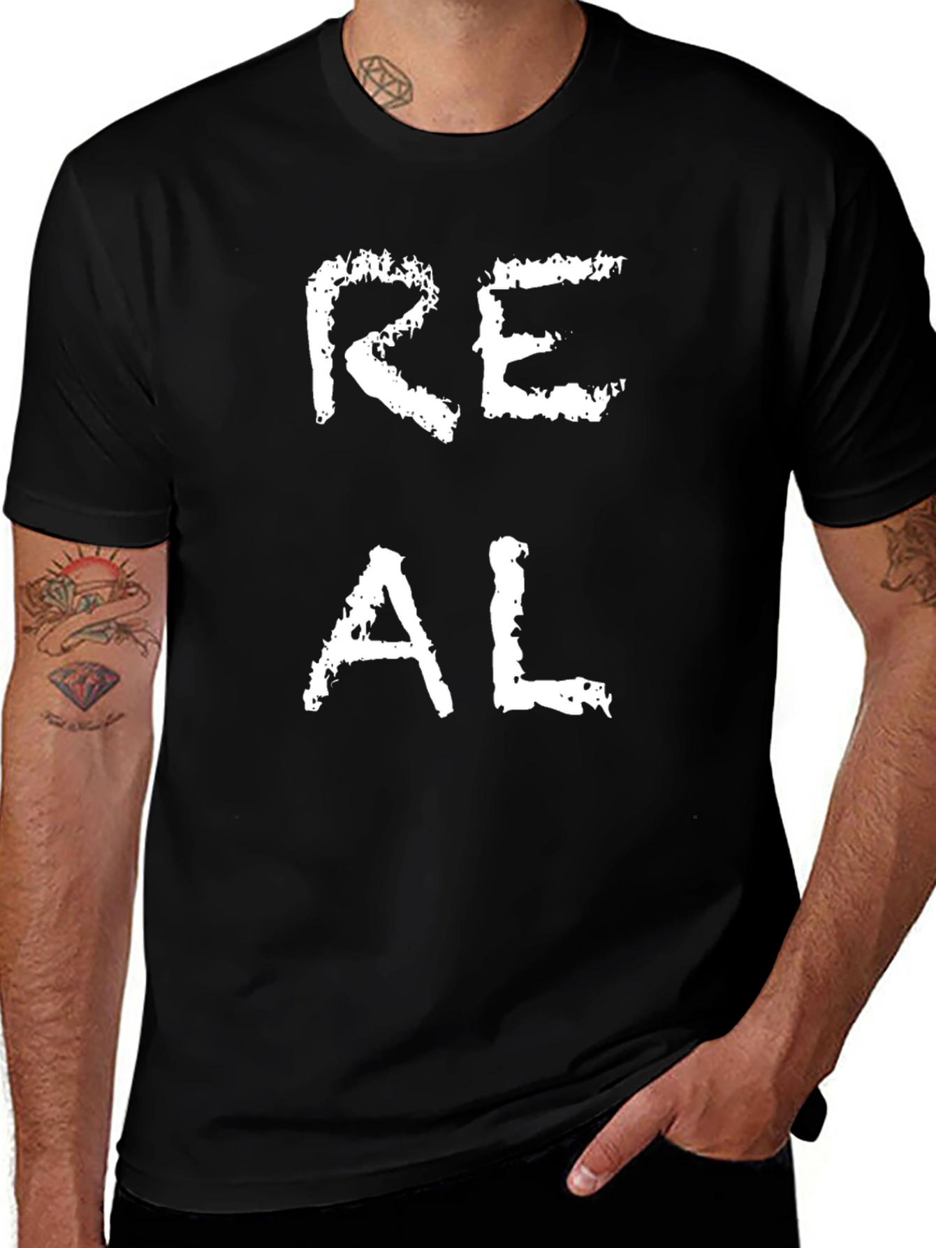 Real T-Shirt - Black Cotton Graphic Tee