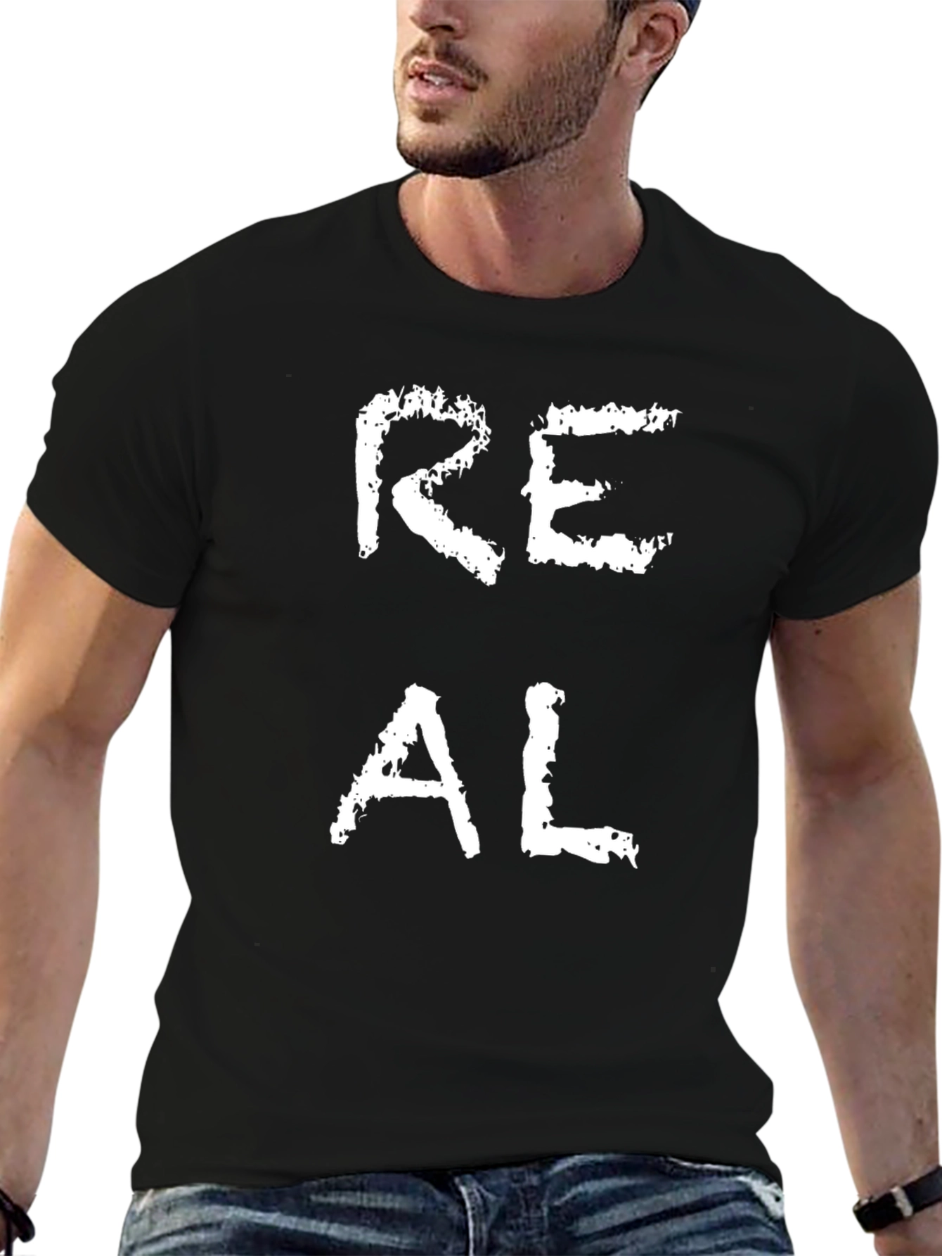Real T-Shirt - Black Cotton Graphic Tee