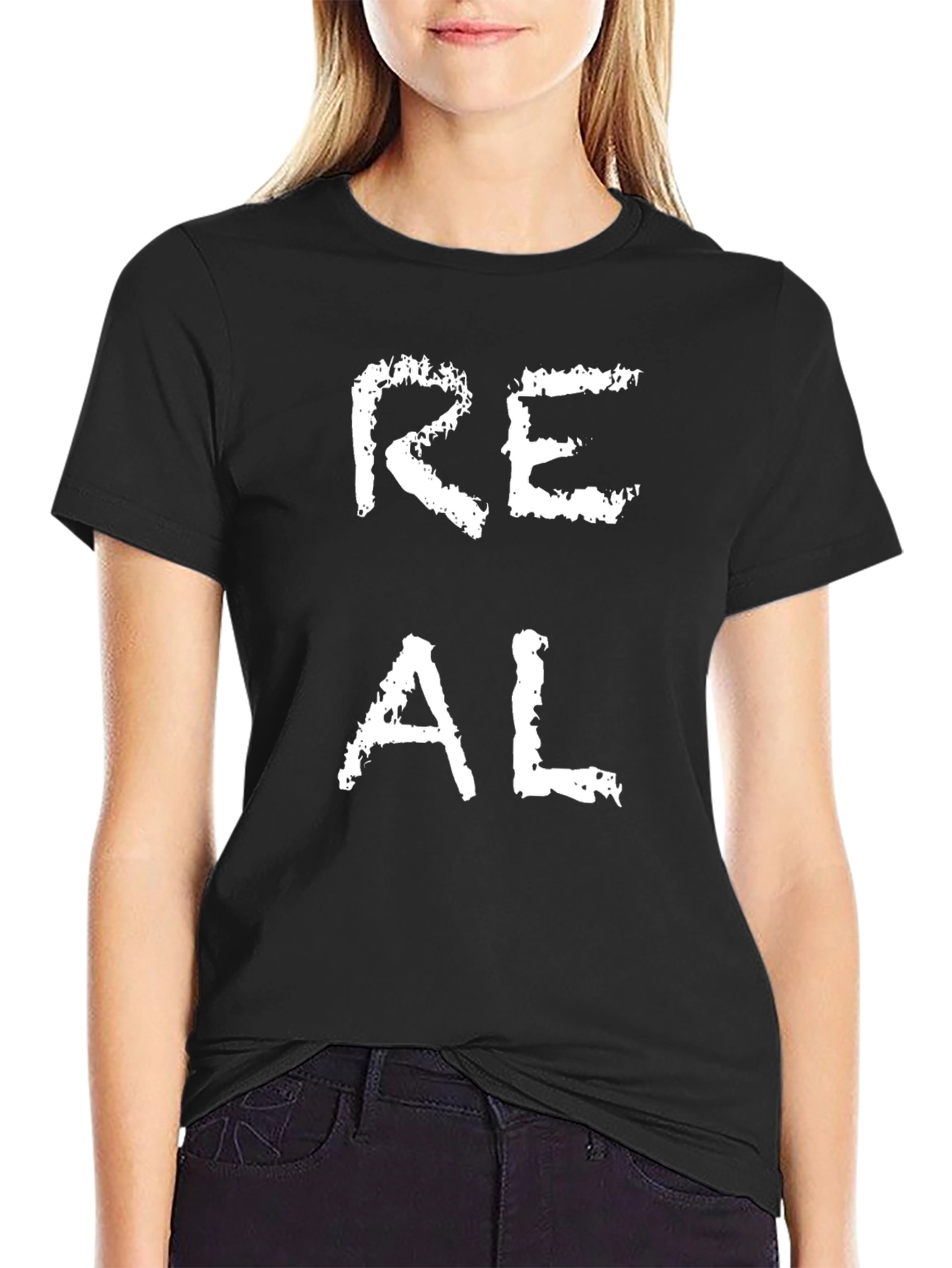Real T-Shirt - Black Cotton Graphic Tee