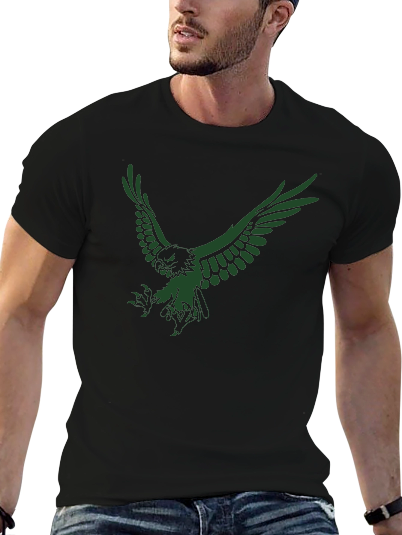 Mens Black Eagle Graphic T-Shirt