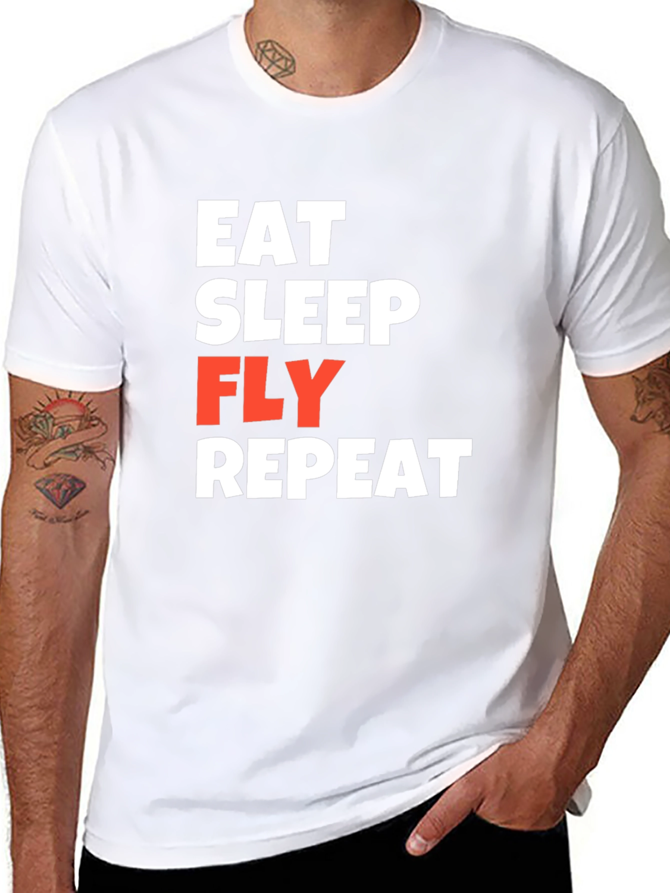 Eat Sleep Fly Repeat Black T-Shirt