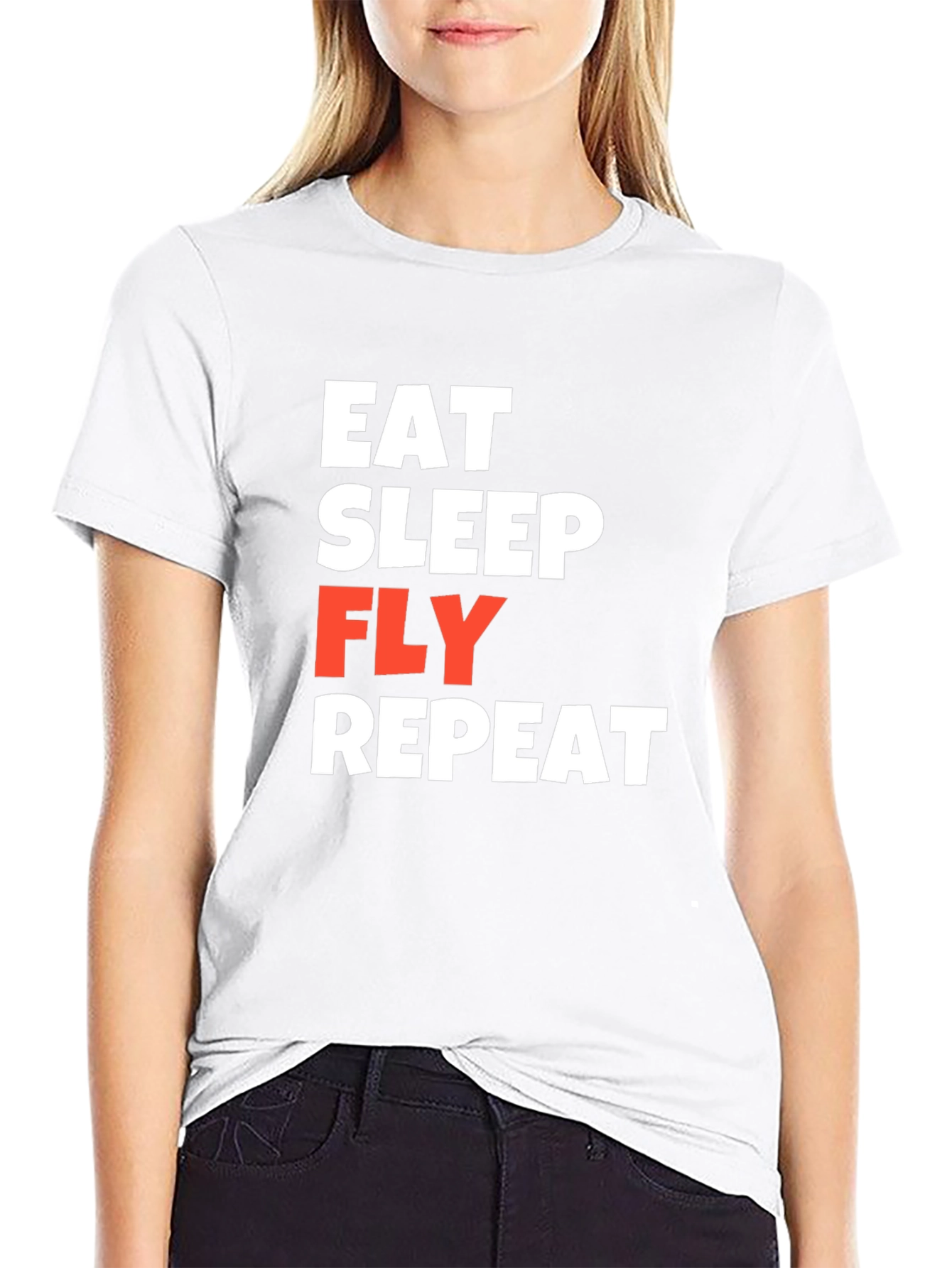 Eat Sleep Fly Repeat Black T-Shirt